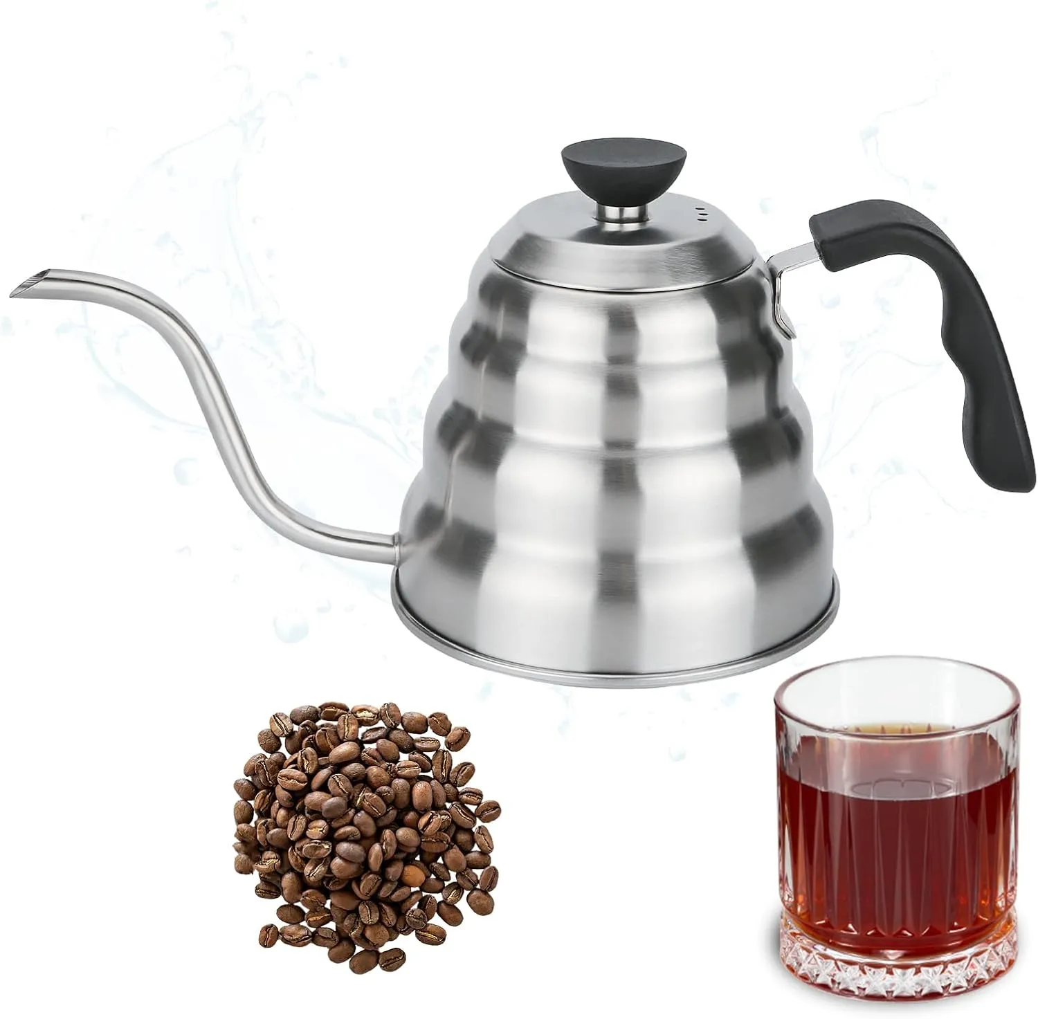 Premium Coffee Grooseneck Kettle Stainless Steel - 40 Oz / 1.27 Quarts / 1.2 L / 5 Cup - Perfect Pouring Over for Coffee Drip or Tea Brewing All Stovetop Compatible