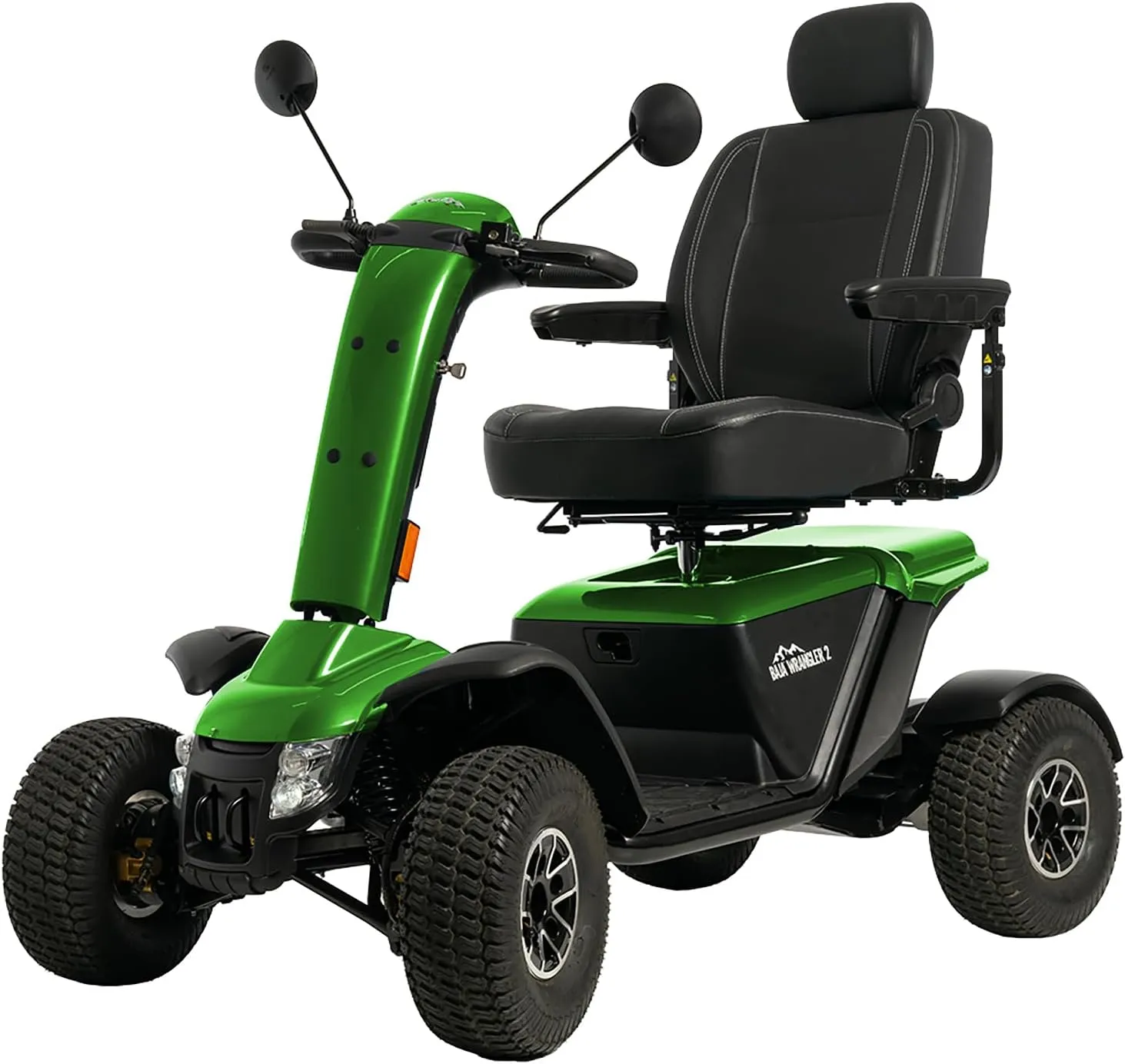 Pride Redesigned Baja Wrangler 2, Heavy Duty Outdoor Mobility Scooter, 450 lbs. Weight Capacity, with 5-Year Extended Warr (Green Machine, 18” x 18-20” Seat, 75 AH Battery)