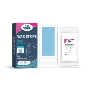 Professional Face Wax Strips 20 Count - Gentle Hair Removal for Sensitive Skin with 10 Soothing Wipes, Painless Facial Hair Remover Kit, Smooth Skin at Home (2)