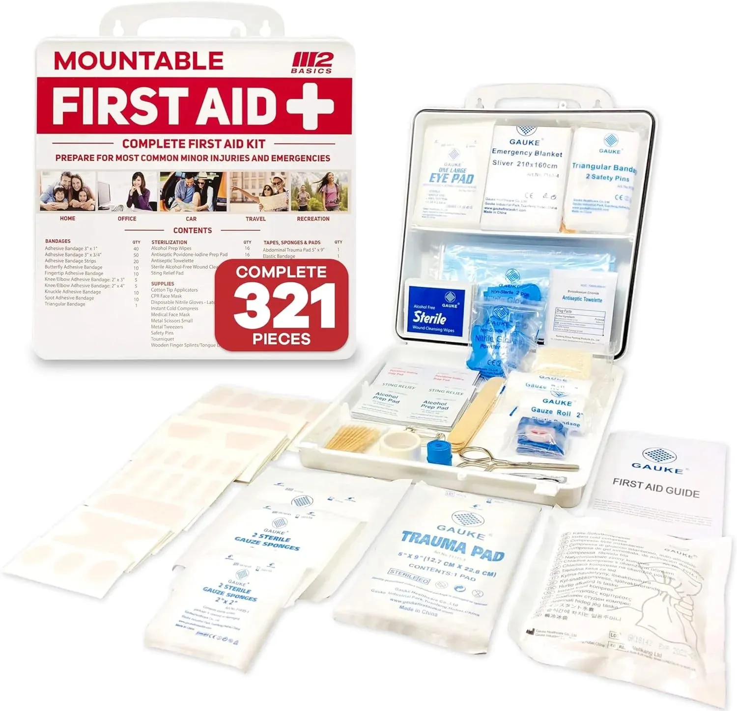 Professional First Aid Kit | FSA/HSA Approved Emergency Medical Supply | Wall-Mountable Hard Case for Home & Business