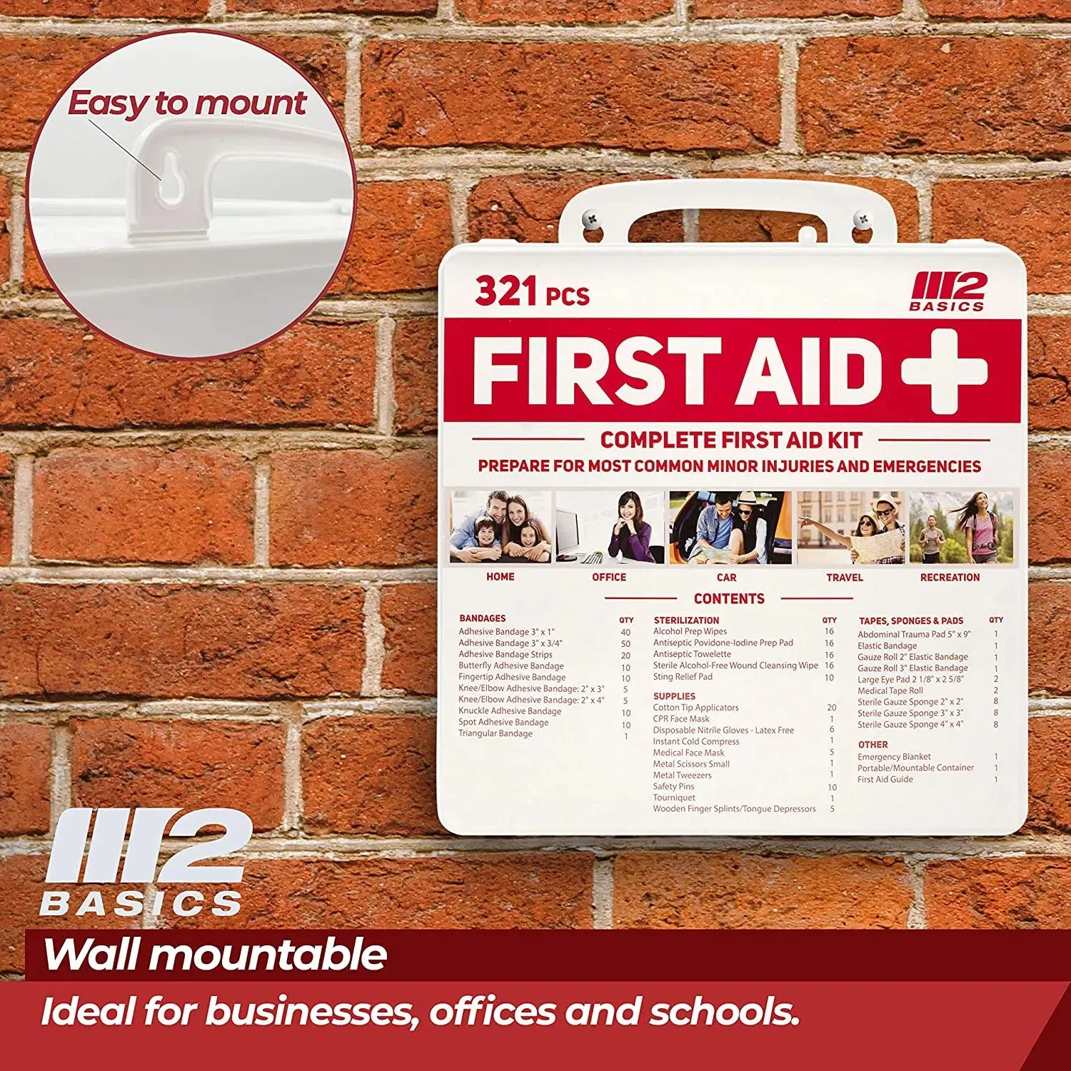 Professional First Aid Kit | FSA/HSA Approved Emergency Medical Supply | Wall-Mountable Hard Case for Home & Business