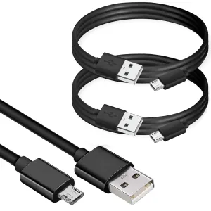 Professional Quick 2.0 Charge MicroUSB Compatible with Asus Transformer Book T90 Chi (2PACK) 6Ft/1.8M Turbo 18Watt Long Plus Data Cable Extra Strength for Fastest Speeds (Black)