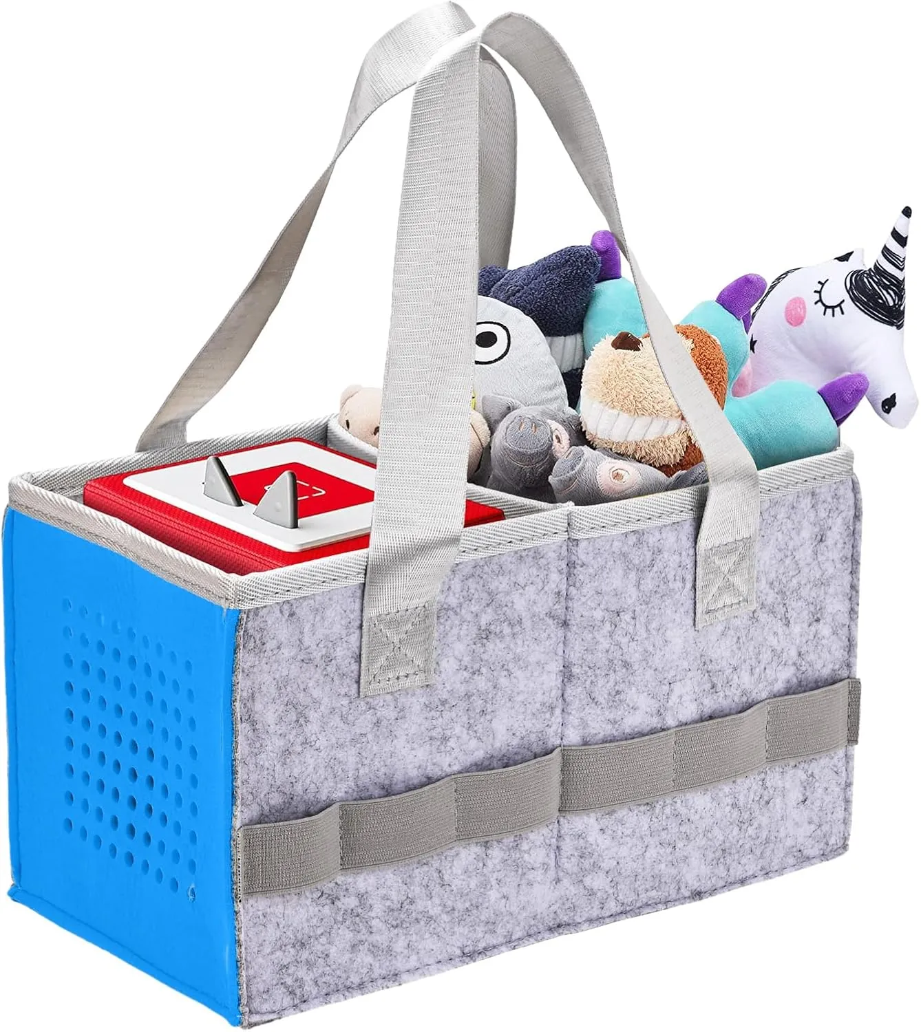 Protective Carry Case for Toniebox Starter Set, Upgraded Folding Case for Toniebox Accessories, Large Size Storages Travel Bag for Kids, Can Hold 30-40 Tonies Figures Characters (Blue)