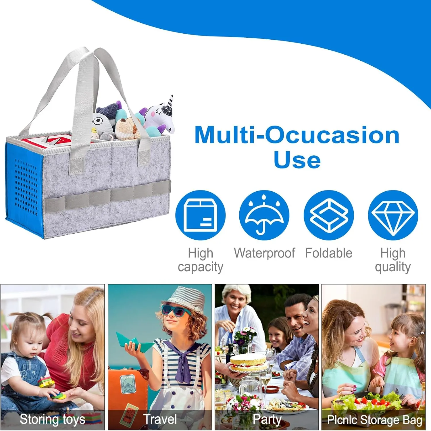 Protective Carry Case for Toniebox Starter Set, Upgraded Folding Case for Toniebox Accessories, Large Size Storages Travel Bag for Kids, Can Hold 30-40 Tonies Figures Characters (Blue)