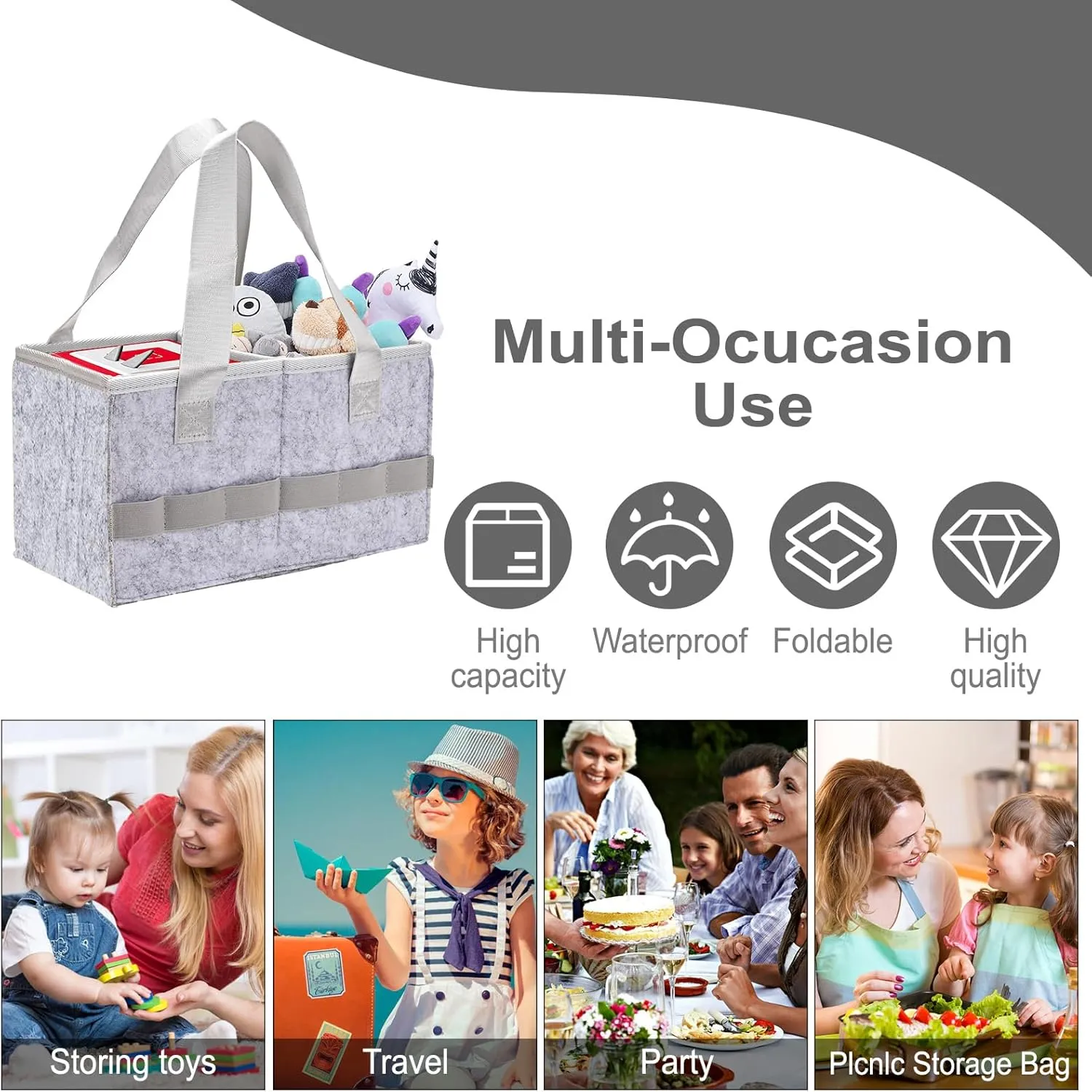 Protective Carry Case for Toniebox Starter Set, Upgraded Folding Case for Toniebox Accessories, Large Size Storages Travel Bag for Kids, Can Hold 30-40 Tonies Figures Characters (Grey)