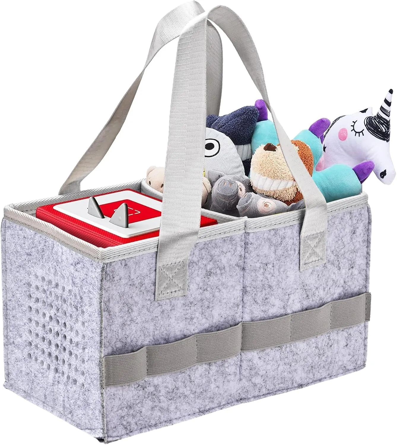 Protective Carry Case for Toniebox Starter Set, Upgraded Folding Case for Toniebox Accessories, Large Size Storages Travel Bag for Kids, Can Hold 30-40 Tonies Figures Characters (Grey)