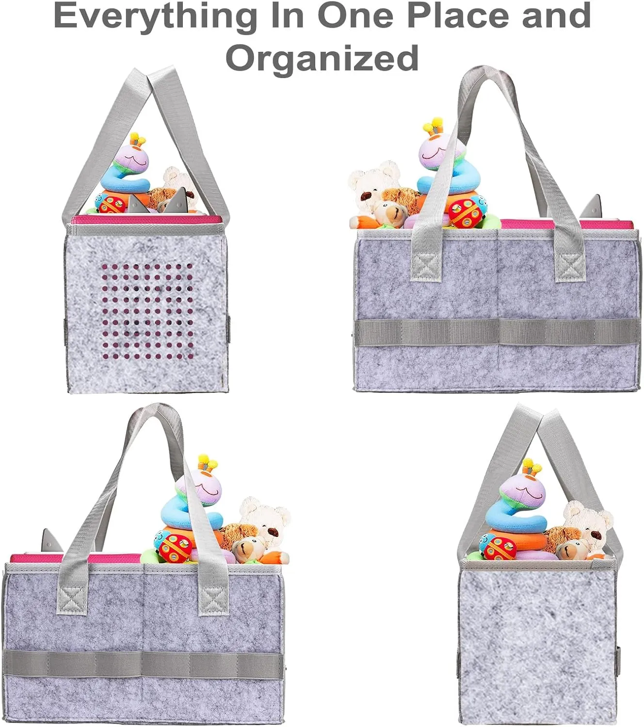 Protective Carry Case for Toniebox Starter Set, Upgraded Folding Case for Toniebox Accessories, Large Size Storages Travel Bag for Kids, Can Hold 30-40 Tonies Figures Characters (Grey)