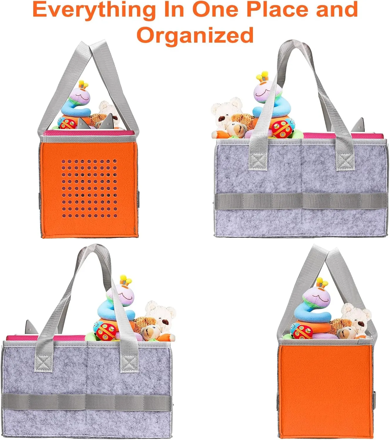 Protective Carry Case for Toniebox Starter Set, Upgraded Folding Case for Toniebox Accessories, Large Size Storages Travel Bag for Kids, Can Hold 30-40 Tonies Figures Characters (Orange)