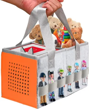 Protective Carry Case for Toniebox Starter Set, Upgraded Folding Case for Toniebox Accessories, Large Size Storages Travel Bag for Kids, Can Hold 30-40 Tonies Figures Characters (Orange)