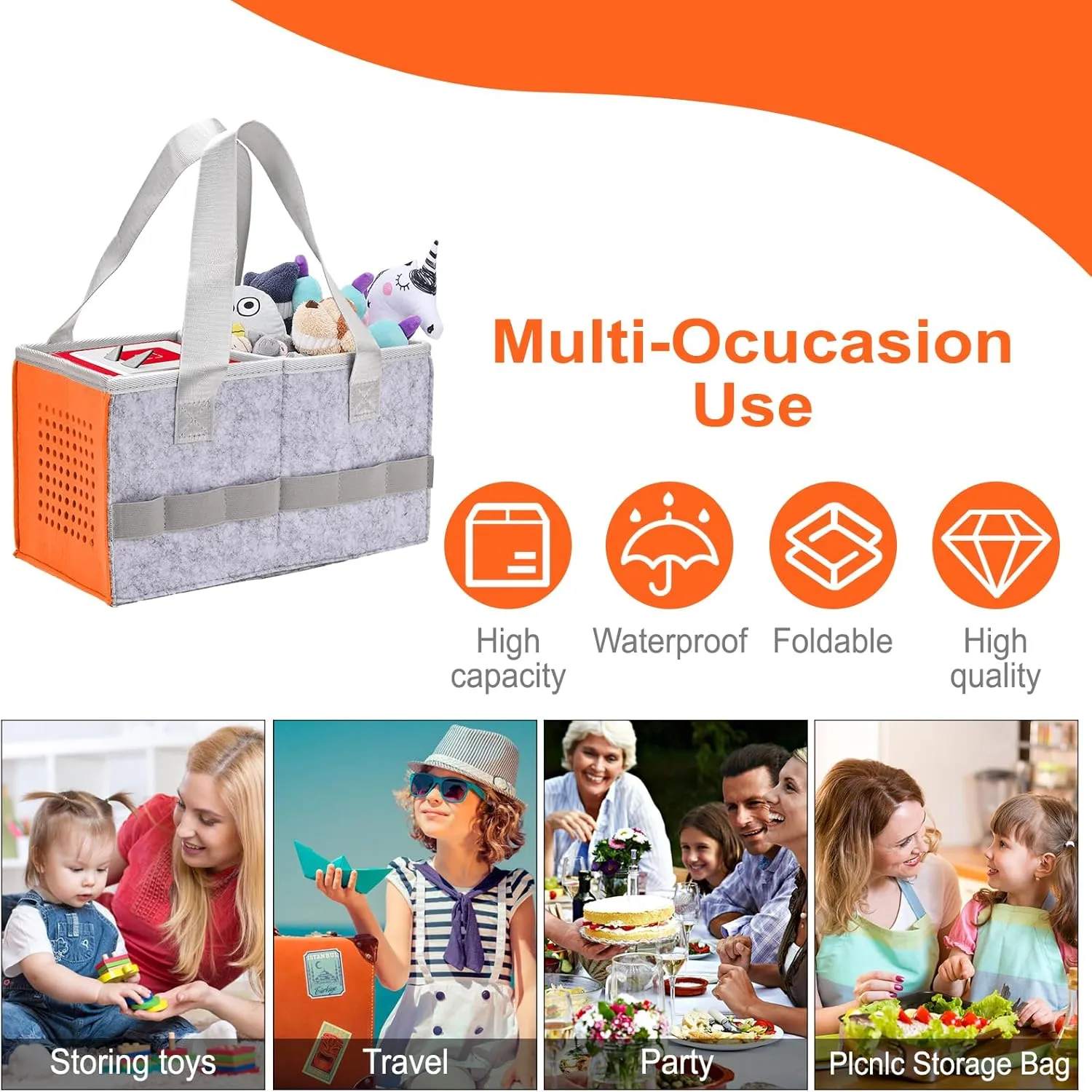Protective Carry Case for Toniebox Starter Set, Upgraded Folding Case for Toniebox Accessories, Large Size Storages Travel Bag for Kids, Can Hold 30-40 Tonies Figures Characters (Orange)
