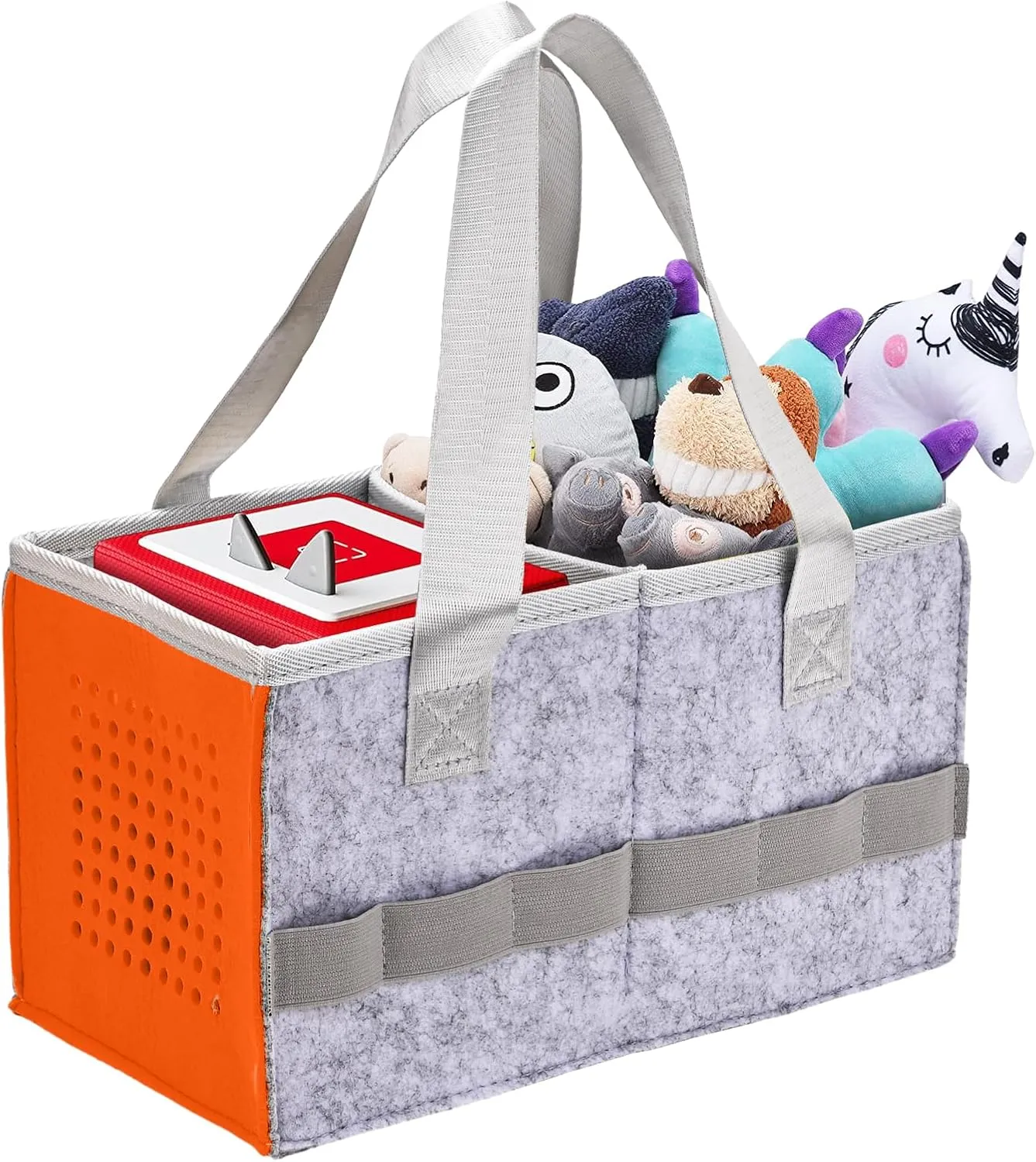 Protective Carry Case for Toniebox Starter Set, Upgraded Folding Case for Toniebox Accessories, Large Size Storages Travel Bag for Kids, Can Hold 30-40 Tonies Figures Characters (Orange)