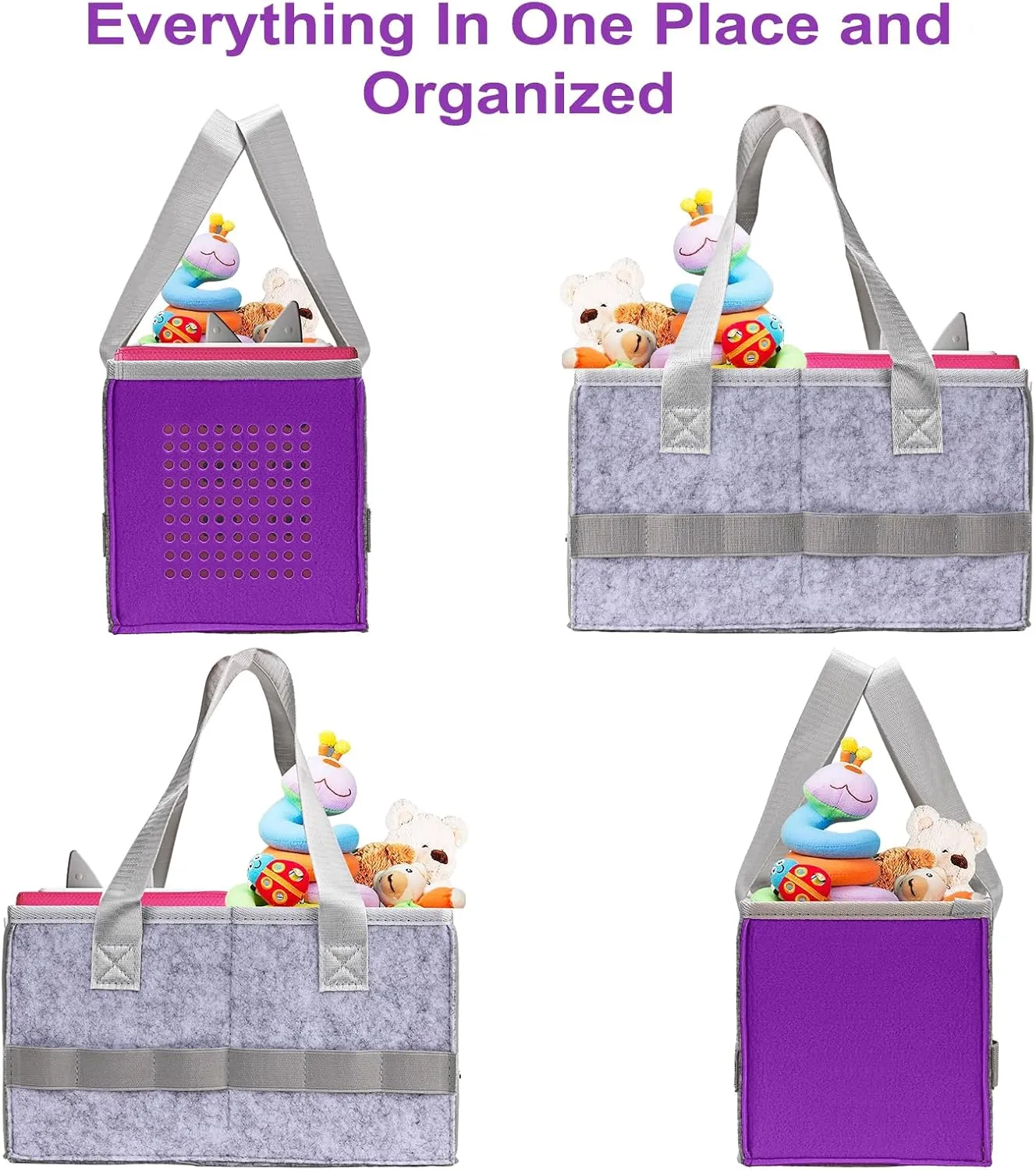 Protective Carry Case for Toniebox Starter Set, Upgraded Folding Case for Toniebox Accessories, Large Size Storages Travel Bag for Kids, Can Hold 30-40 Tonies Figures Characters (Purple)