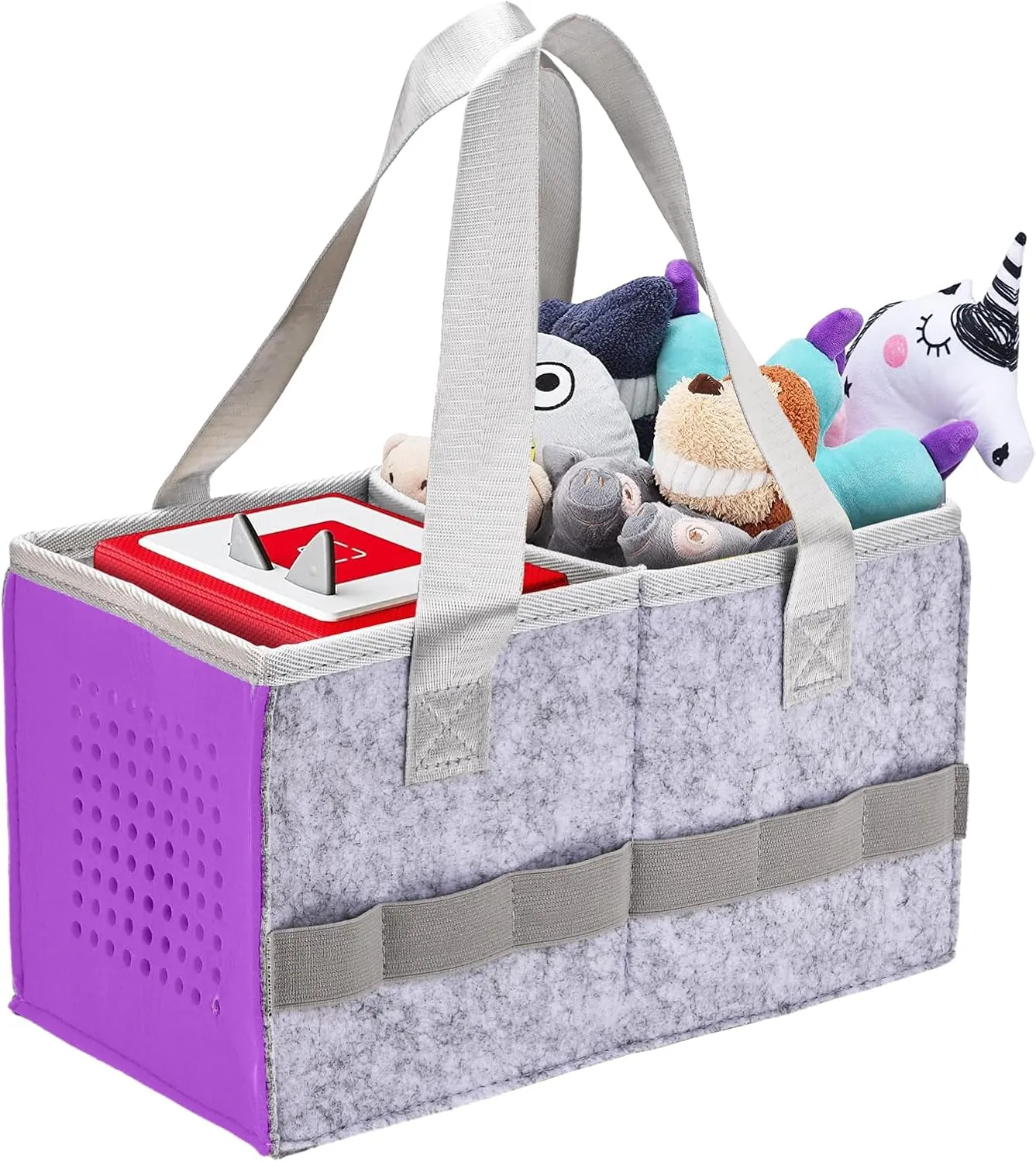 Protective Carry Case for Toniebox Starter Set, Upgraded Folding Case for Toniebox Accessories, Large Size Storages Travel Bag for Kids, Can Hold 30-40 Tonies Figures Characters (Purple)