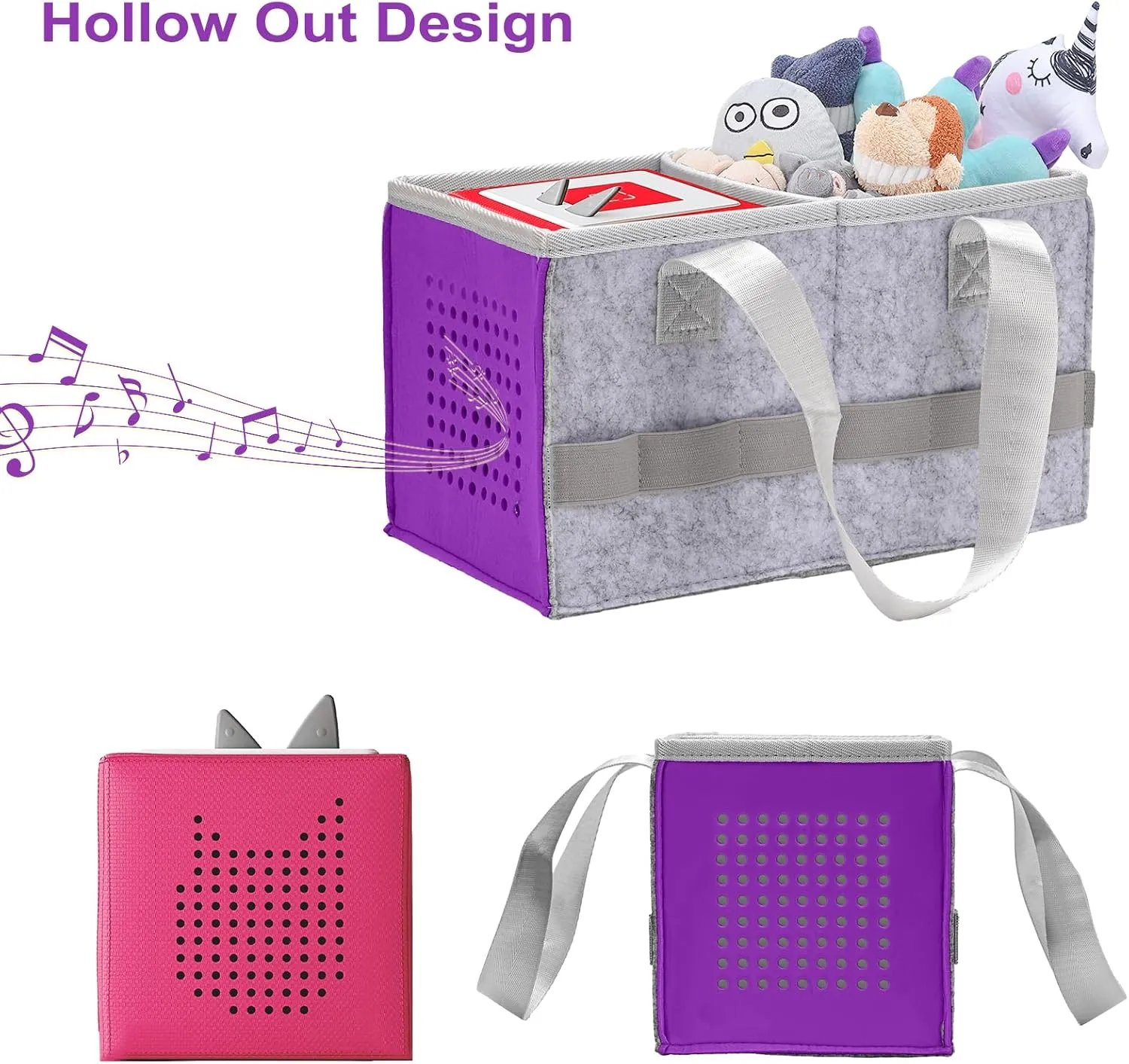 Protective Carry Case for Toniebox Starter Set, Upgraded Folding Case for Toniebox Accessories, Large Size Storages Travel Bag for Kids, Can Hold 30-40 Tonies Figures Characters (Purple)