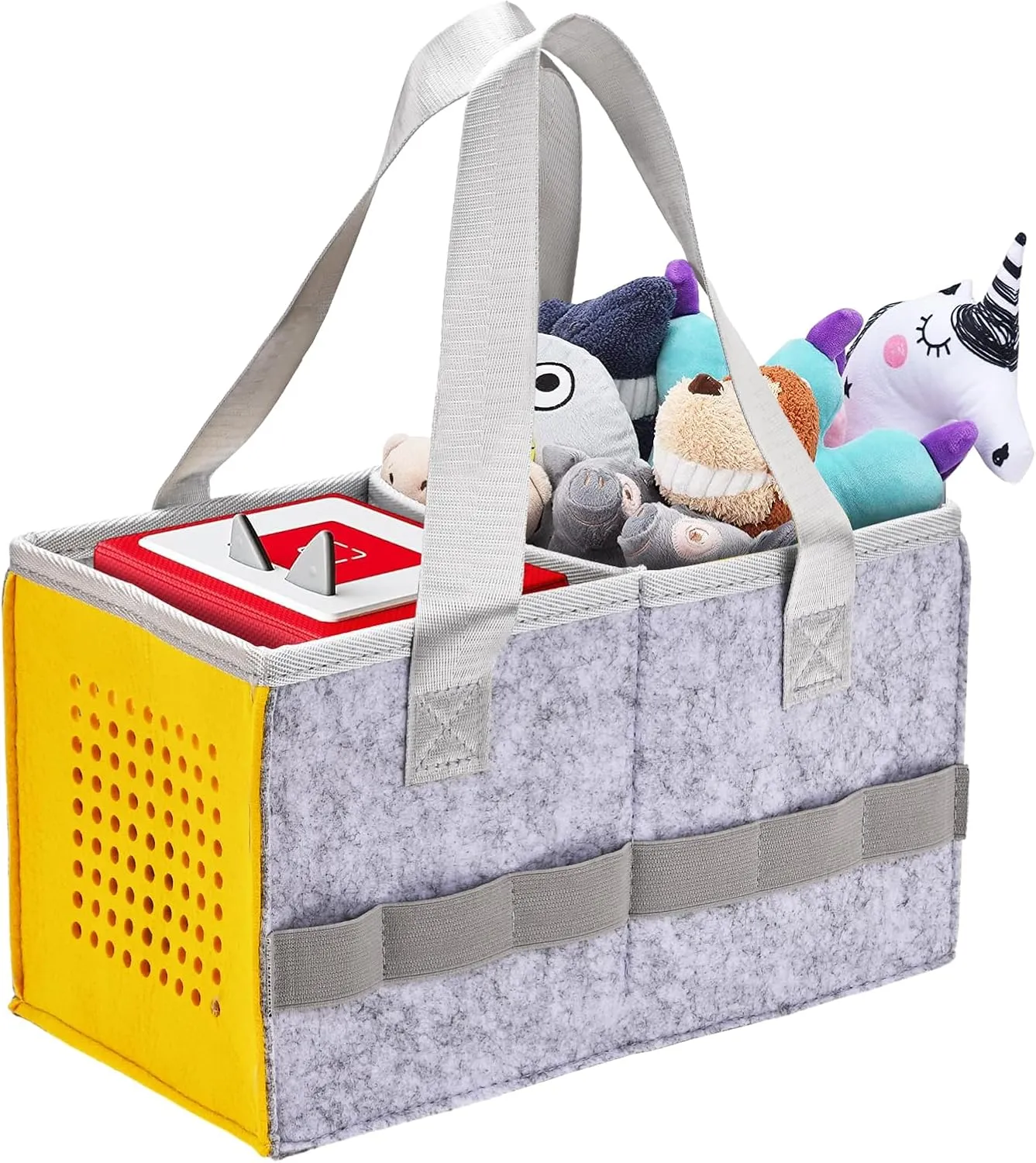 Protective Carry Case for Toniebox Starter Set, Upgraded Folding Case for Toniebox Accessories, Large Size Storages Travel Bag for Kids, Can Hold 30-40 Tonies Figures Characters (Yellow)