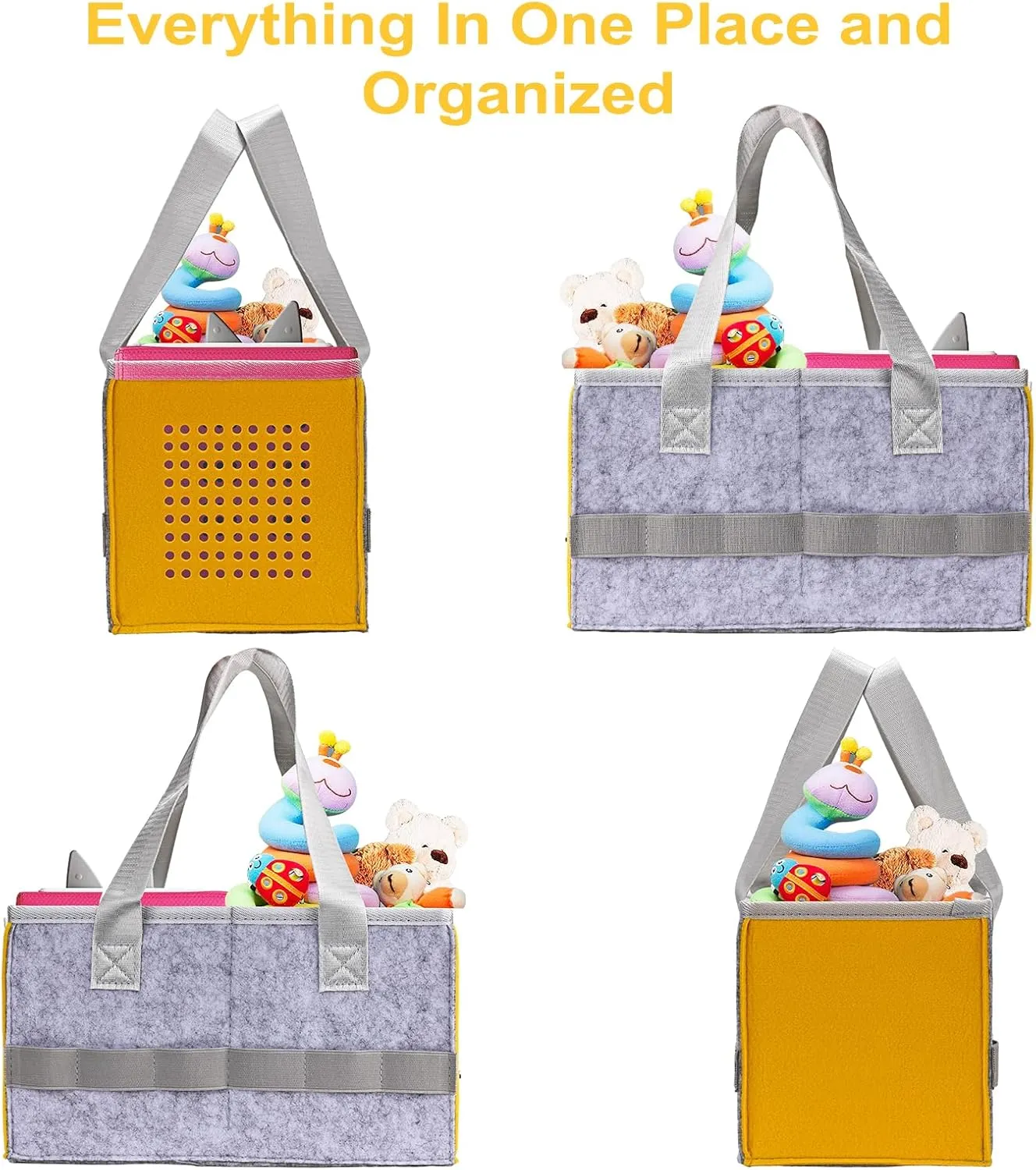Protective Carry Case for Toniebox Starter Set, Upgraded Folding Case for Toniebox Accessories, Large Size Storages Travel Bag for Kids, Can Hold 30-40 Tonies Figures Characters (Yellow)
