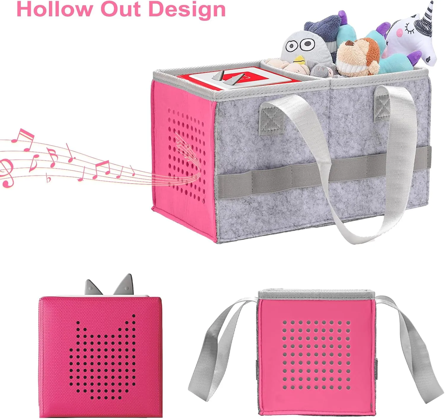 Protective Carry Case for Toniebox Starter Set, Upgraded Folding Case for Toniebox Accessories, Large Size Storages Travel Bag for Kids, Can Hold 30-40 Tonies Figures Characters
