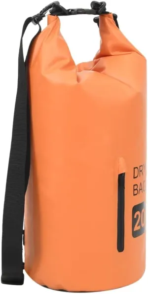 Protects Valuables with Waterproof Dry Bag, 5.3 Gallon Capacity, Durable PVC Material, Adjustable Shoulder Straps, Orange and Black