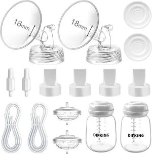 Pump Parts Compatible with Spectra S2 S1 9 Plus Synergy Gold for Spectra Breast Pump Parts Replacement Kit Accessory 18mm Flange Duckbill Valve Tubing Bottle Connector Backflow Protector
