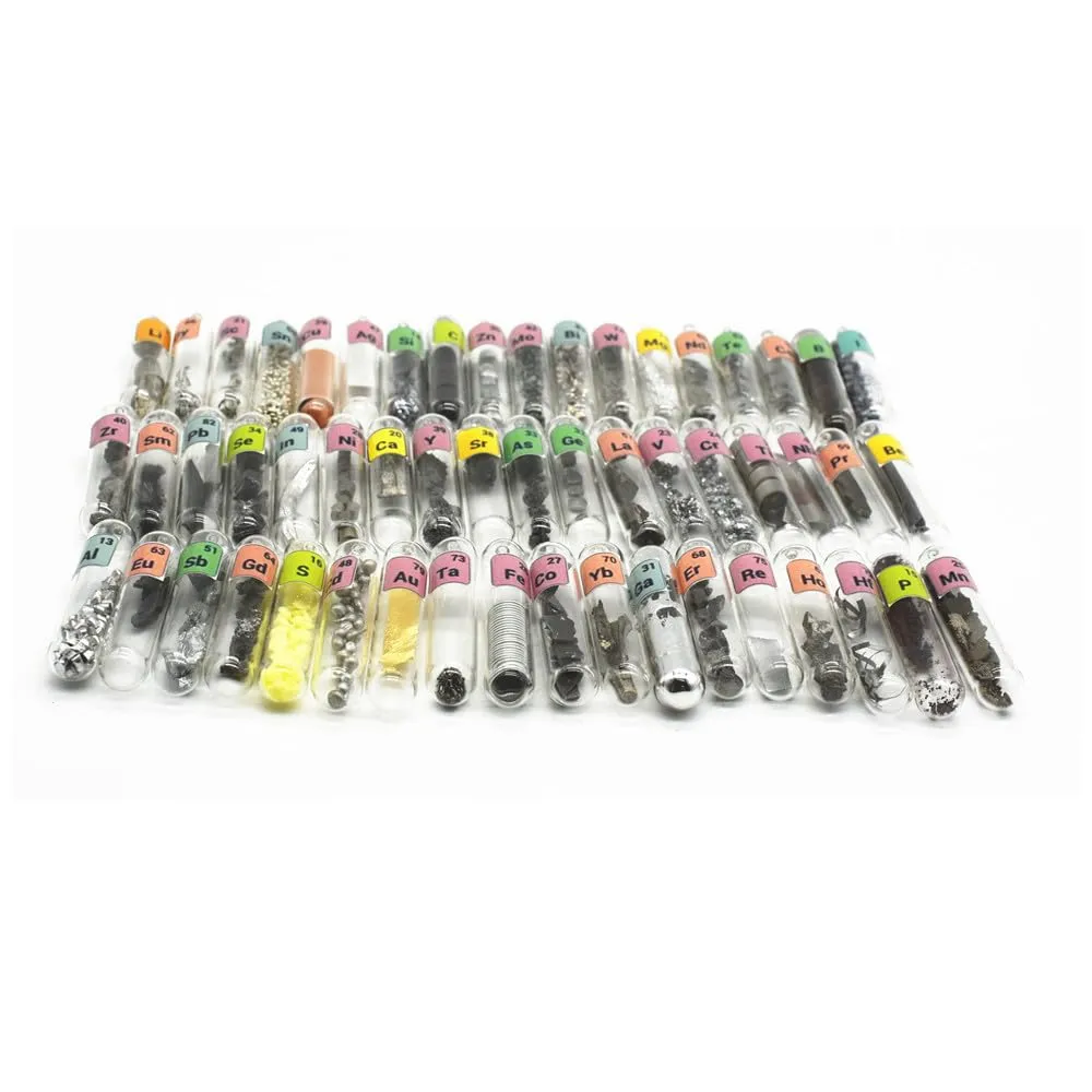 Pure Element Samples Kit for Periodic Table Collection Rare Earths Metals Vials Ampoule Combination Good as Gift for Students, Education, Business Gift, Display, DIYs (Average, 54 Sealed, 1)