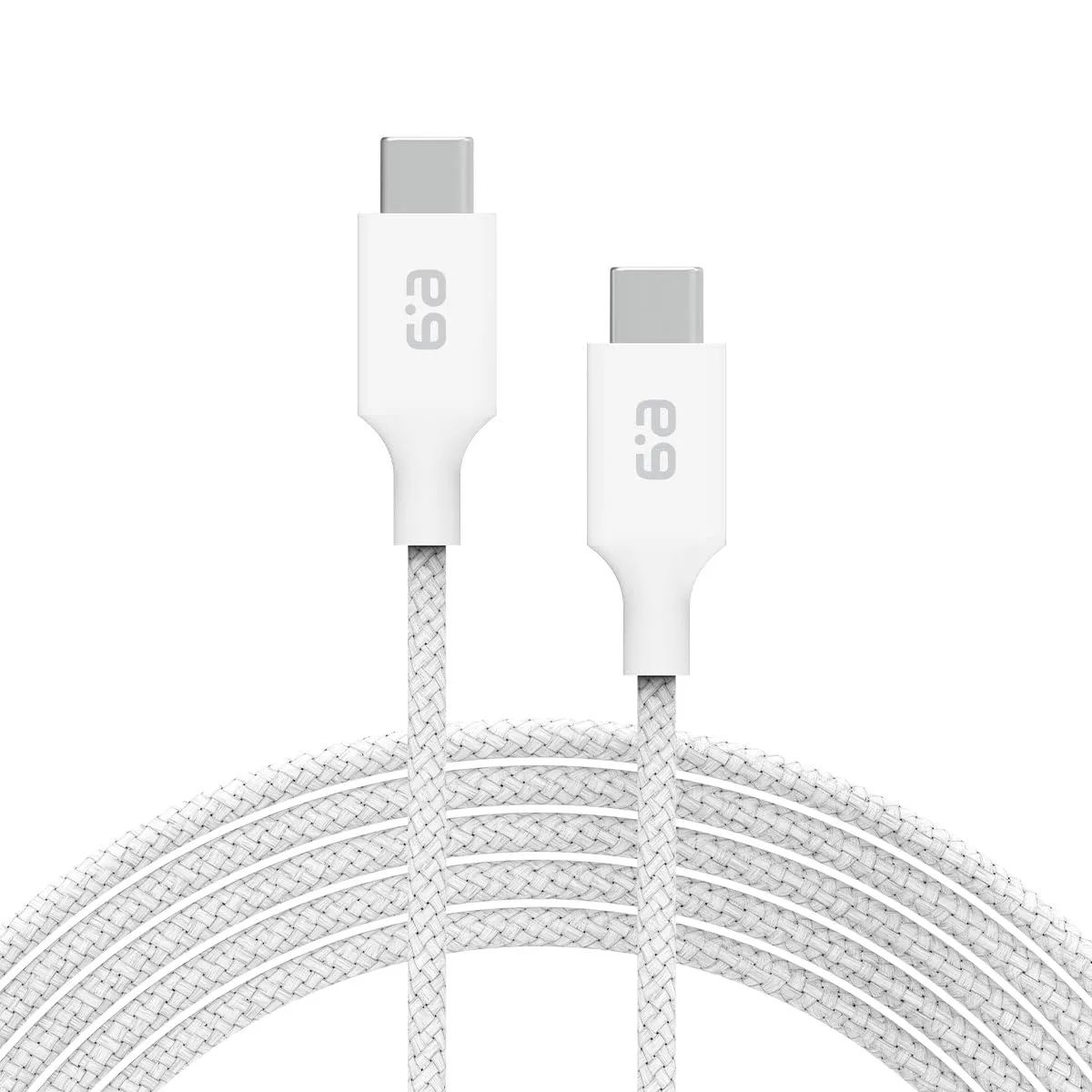 PureGear Braided USB-C to C Cable (6ft) Power Delivery Charger Cord for iPhone 16,16Plus,16ProMax, 15, MacBook, iPad Pro 2020, Galaxy S24/S23/S22/S21 Ultra, Pixel9/8/7/6/5, & More USB-C Devices(White)