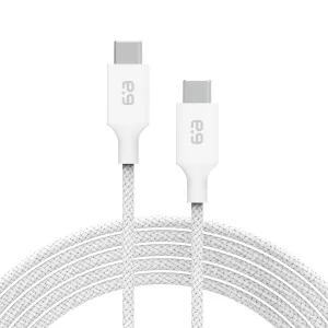PureGear Braided USB-C to C Cable (6ft) Power Delivery Charger Cord for iPhone 16,16Plus,16ProMax, 15, MacBook, iPad Pro 2020, Galaxy S24/S23/S22/S21 Ultra, Pixel9/8/7/6/5, & More USB-C Devices(White)