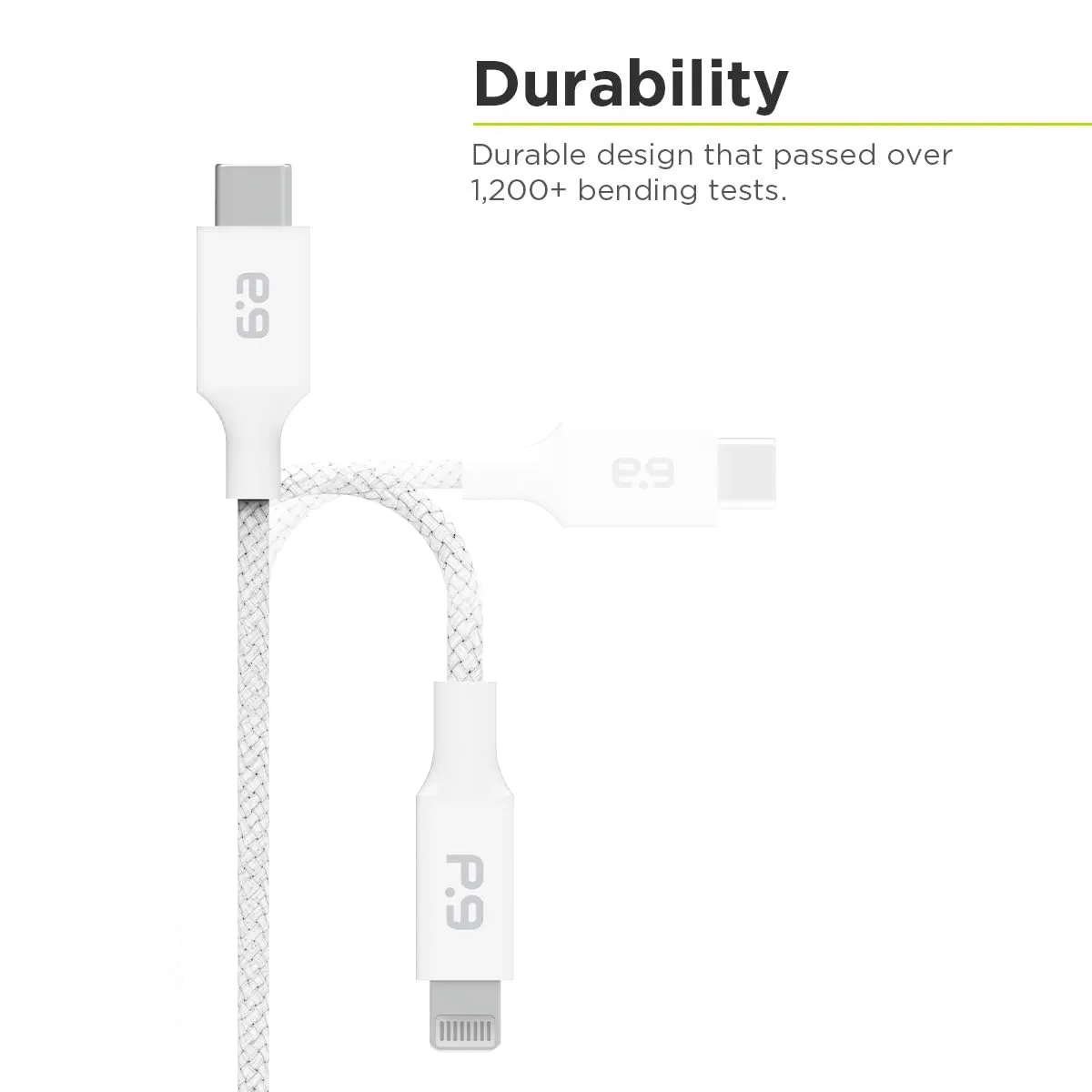 PureGear Braided USB-C to C Cable (6ft) Power Delivery Charger Cord for iPhone 16,16Plus,16ProMax, 15, MacBook, iPad Pro 2020, Galaxy S24/S23/S22/S21 Ultra, Pixel9/8/7/6/5, & More USB-C Devices(White)