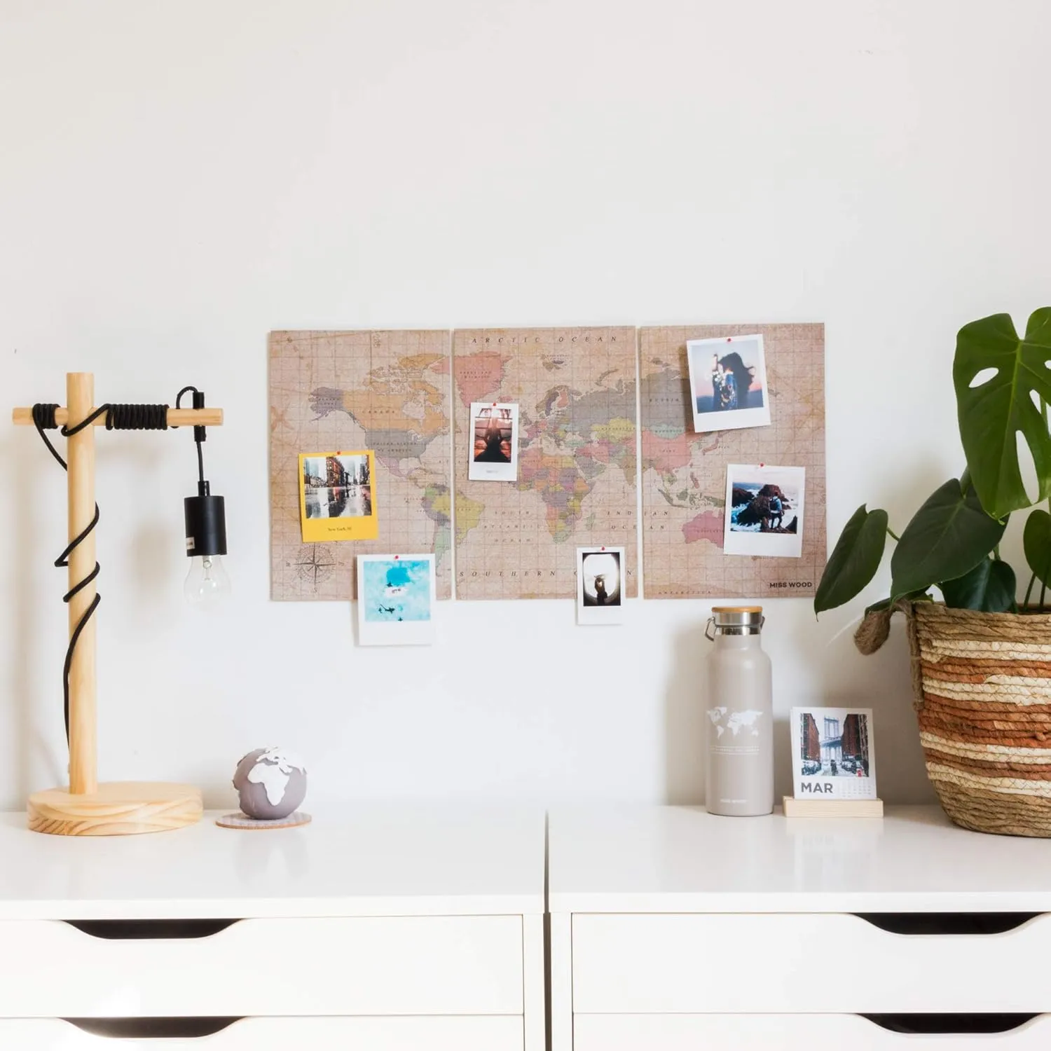 Push Pin Travel Map Kit Includes: Cork World Travel Map, Double Side tape, Pins. Gift for Travelers (Old School, Puzzle M Standard)
