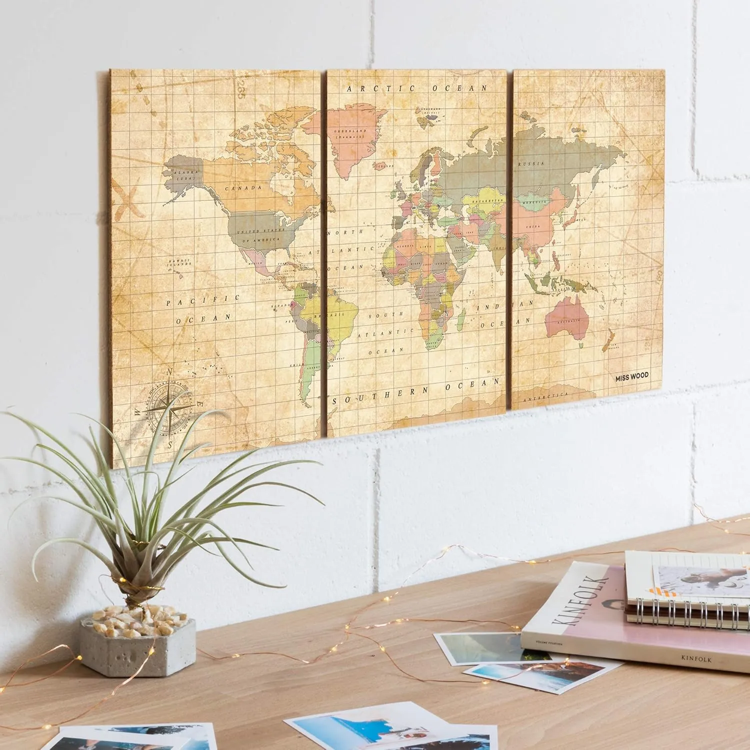 Push Pin Travel Map Kit Includes: Cork World Travel Map, Double Side tape, Pins. Gift for Travelers (Old School, Puzzle M Standard)