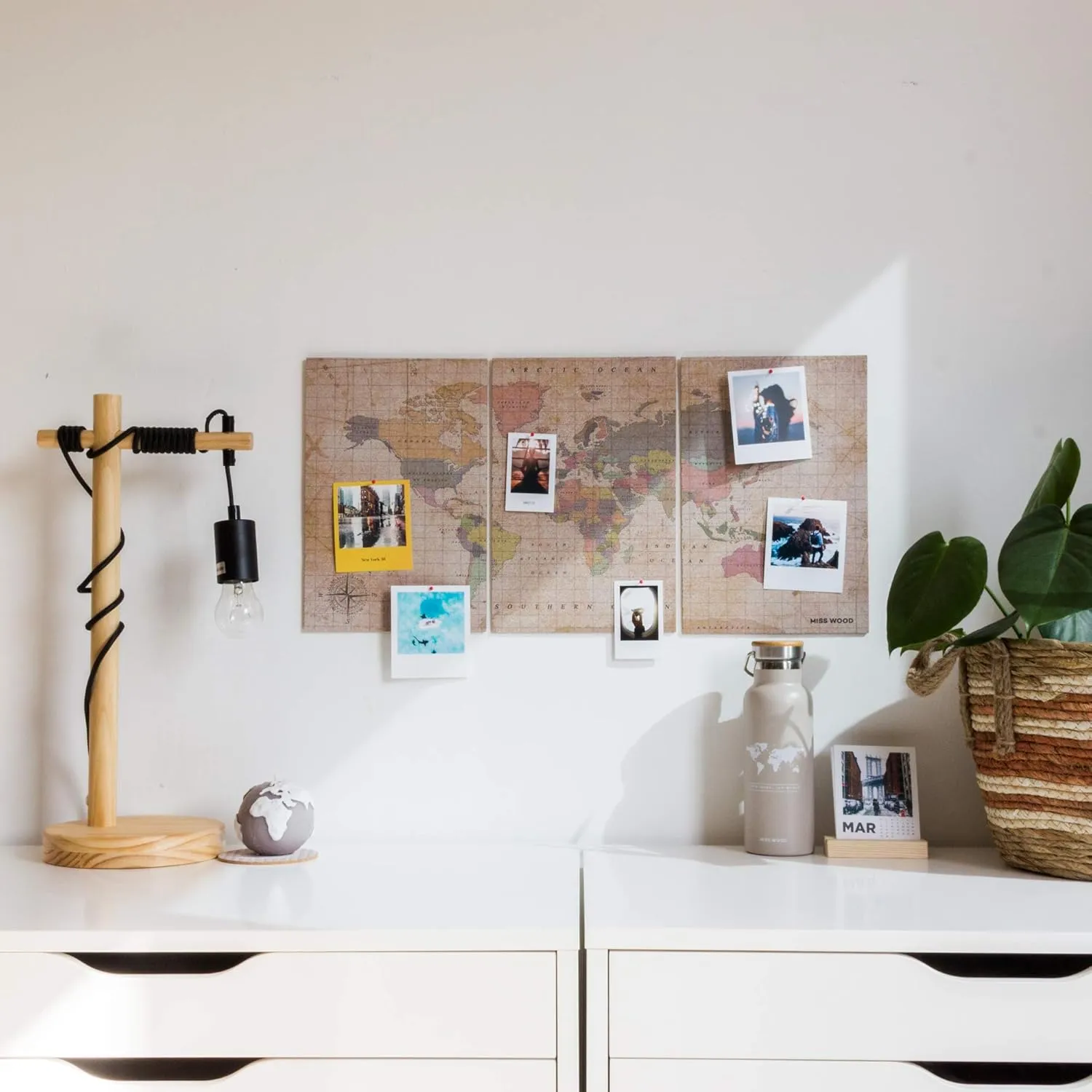 Push Pin Travel Map Kit Includes: Cork World Travel Map, Double Side tape, Pins. Gift for Travelers (Old School, Puzzle M Standard)
