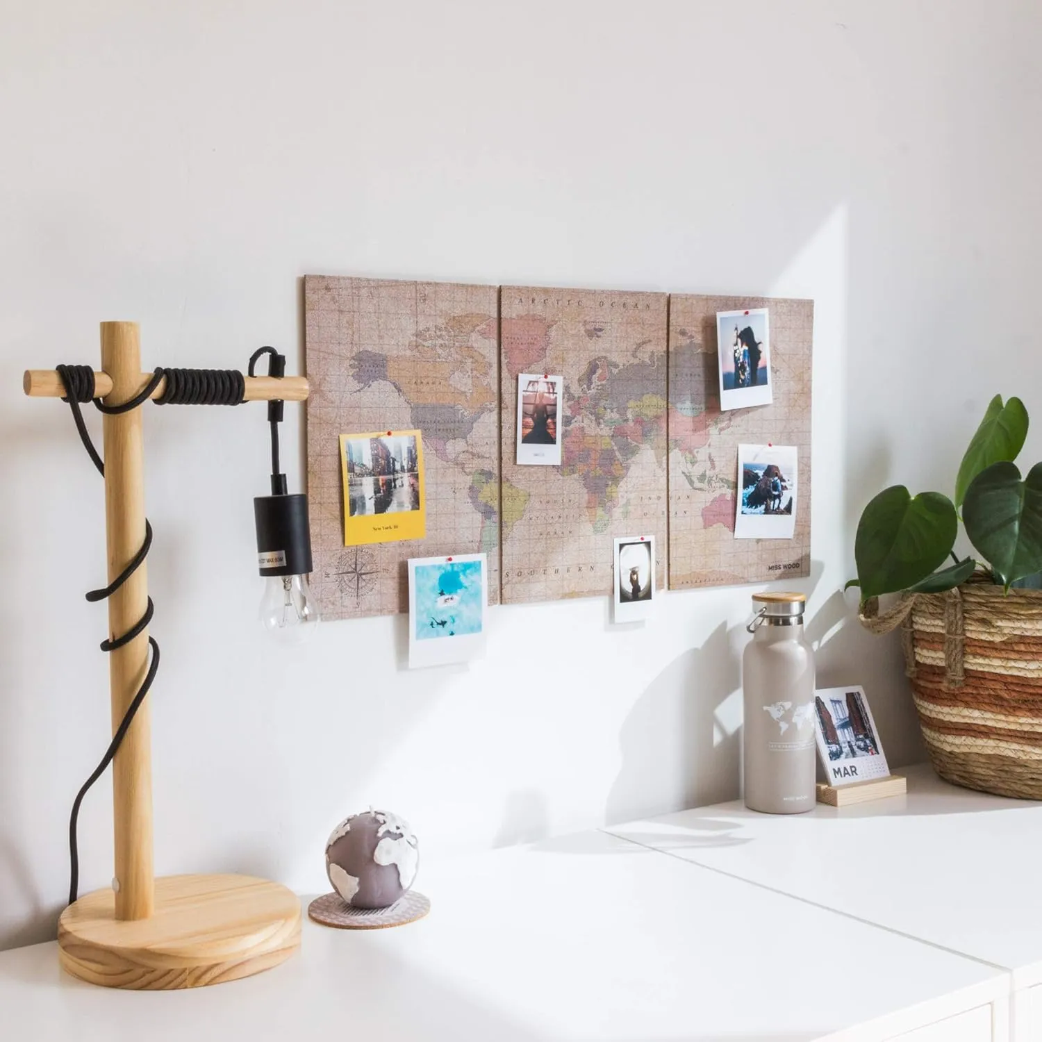 Push Pin Travel Map Kit Includes: Cork World Travel Map, Double Side tape, Pins. Gift for Travelers (Old School, Puzzle M Standard)