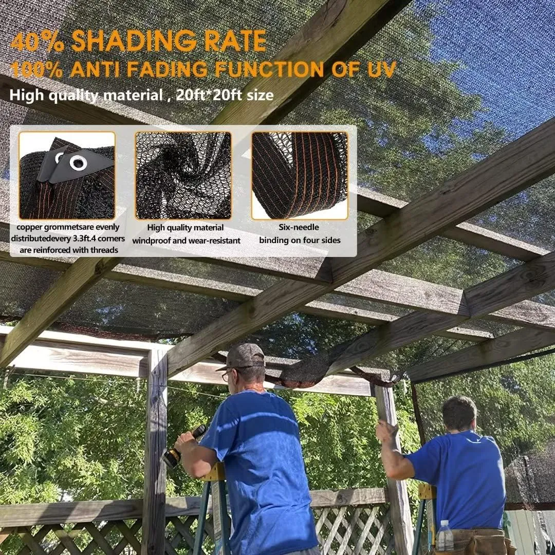 QLOFEI Shade Cloth for Patio, 40-50% Sunblock Mesh Tarp Shade Cloth with Grommets, Sun Protection Neting Cover for Garden Kennel Chicken Coop Pergola Greenhouse Plants, 30x30 FT