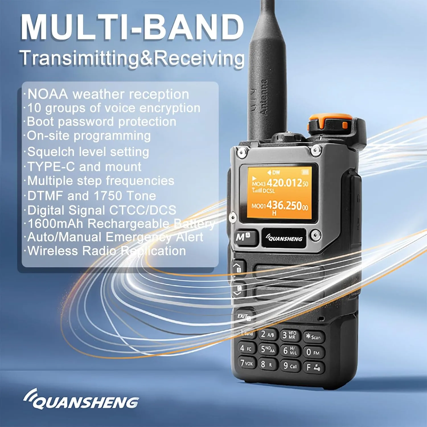 Quansheng UV-K5(8) Radio USB-C Charging Two Way Radio Long Range with NOAA for Adults 5W U/V Dual Band DTMF AM FM Walkie Talkie Rechargeable UV-K6 with 771 Antenna