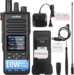 Radtel RT-730 10W Heavy Duty Walkie Talkie, Tri Band Ham Radios Long Range 199CH, Rechargeable Handheld Radio with USB-C Battery, NOAA, AM Aviation Band Dual PTT for Biking Camping Hiking Jobsite
