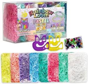 Rainbow Loom® Treasure Box Pastel Edition, 8,000 Rubber Bands in 8 Different Pastel Colors, and a Bonus of 2 Happy Looms, Great Activities for Boys and Girls 7 