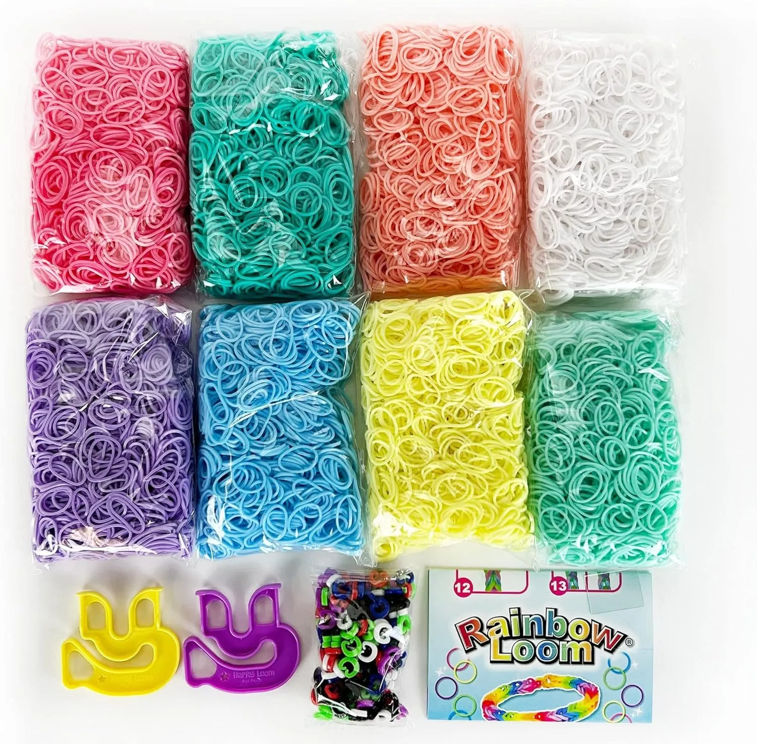Rainbow Loom® Treasure Box Pastel Edition, 8,000 Rubber Bands in 8 Different Pastel Colors, and a Bonus of 2 Happy Looms, Great Activities for Boys and Girls 7 