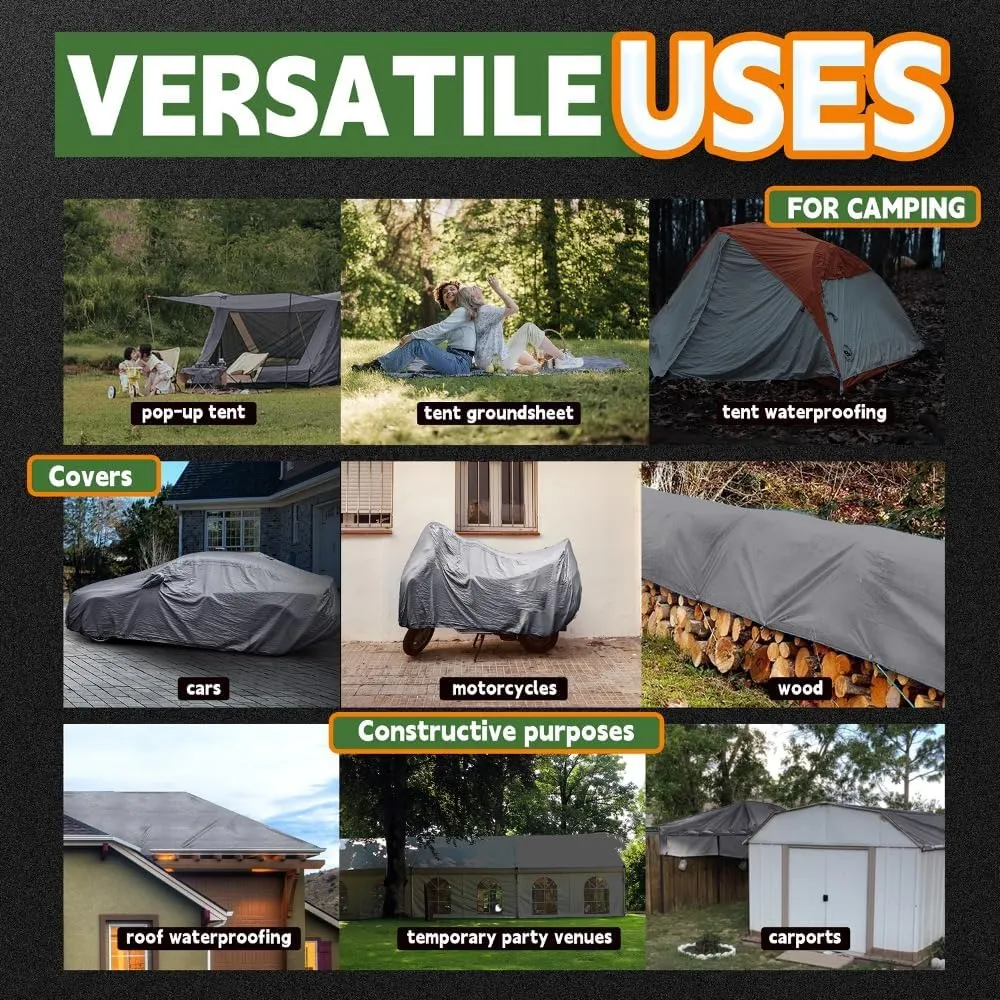 RAINDEWAY Tarps Heavy Duty Waterproof 5x7 Feet -14 Mils Super Heavy Duty Tarp with Metal Rings and Reinforced Corners and Edges, UV Resistant, Multipurpose Poly Tarp,Blue/Gray tarp
