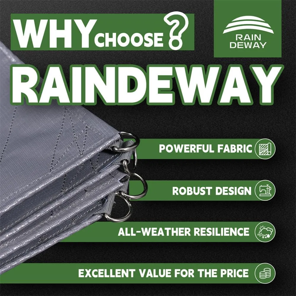 RAINDEWAY Tarps Heavy Duty Waterproof 5x7 Feet -14 Mils Super Heavy Duty Tarp with Metal Rings and Reinforced Corners and Edges, UV Resistant, Multipurpose Poly Tarp,Blue/Gray tarp