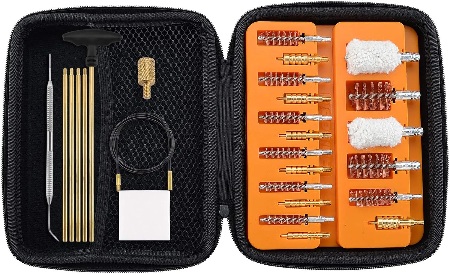 Raiseek Gun Cleaning Kit Rifle Handgun Shotgun Cleaning Kit in Zippered Portable Pouch for .22 .243 .280 .30 .357 .40 .45 Cal 12GA 20GA