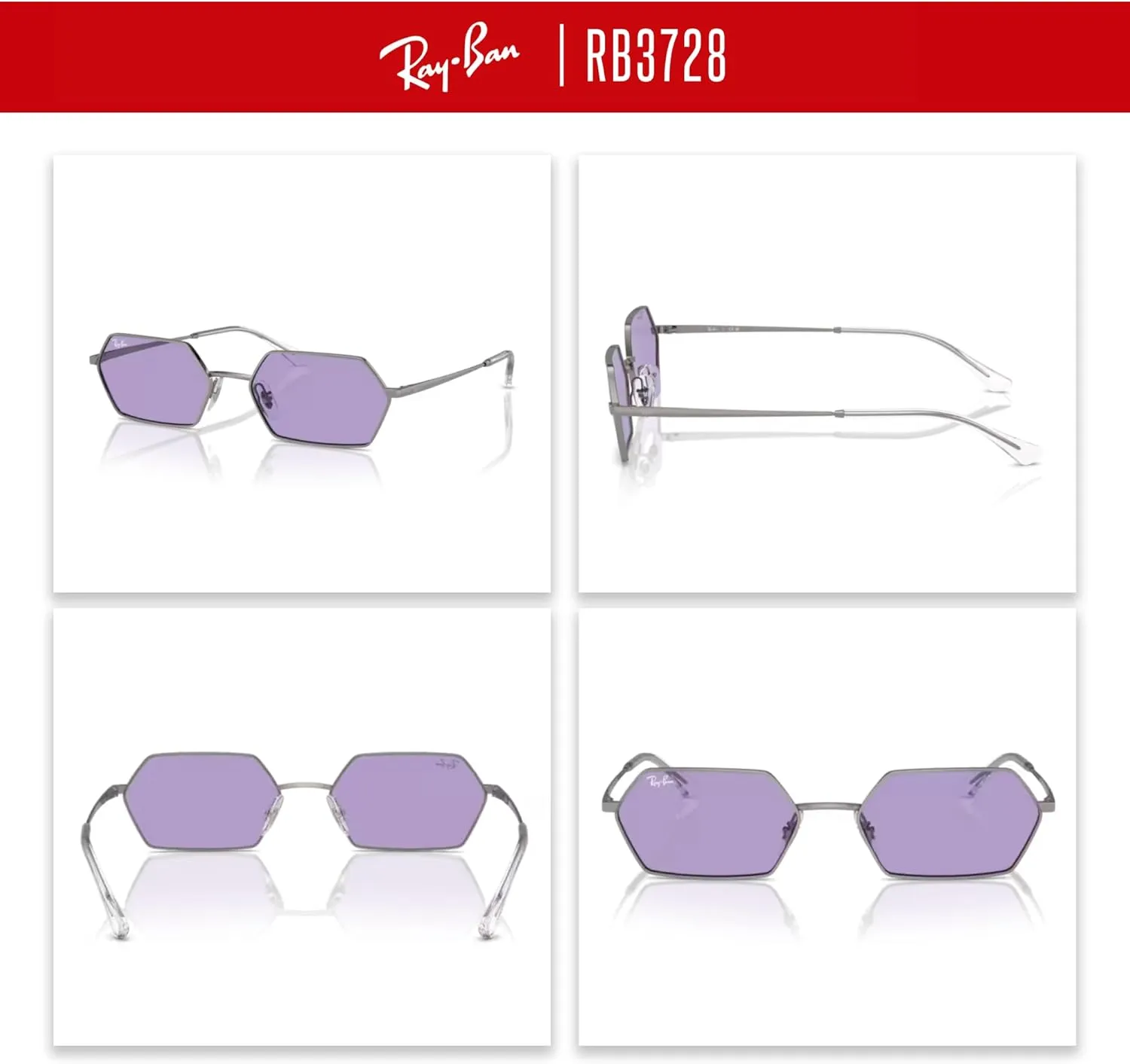 Ray-Ban RB3728 Yevi Hexagonal Sunglasses For Men For Women   BUNDLE With Designer iWear Complimentary Eyewear Kit