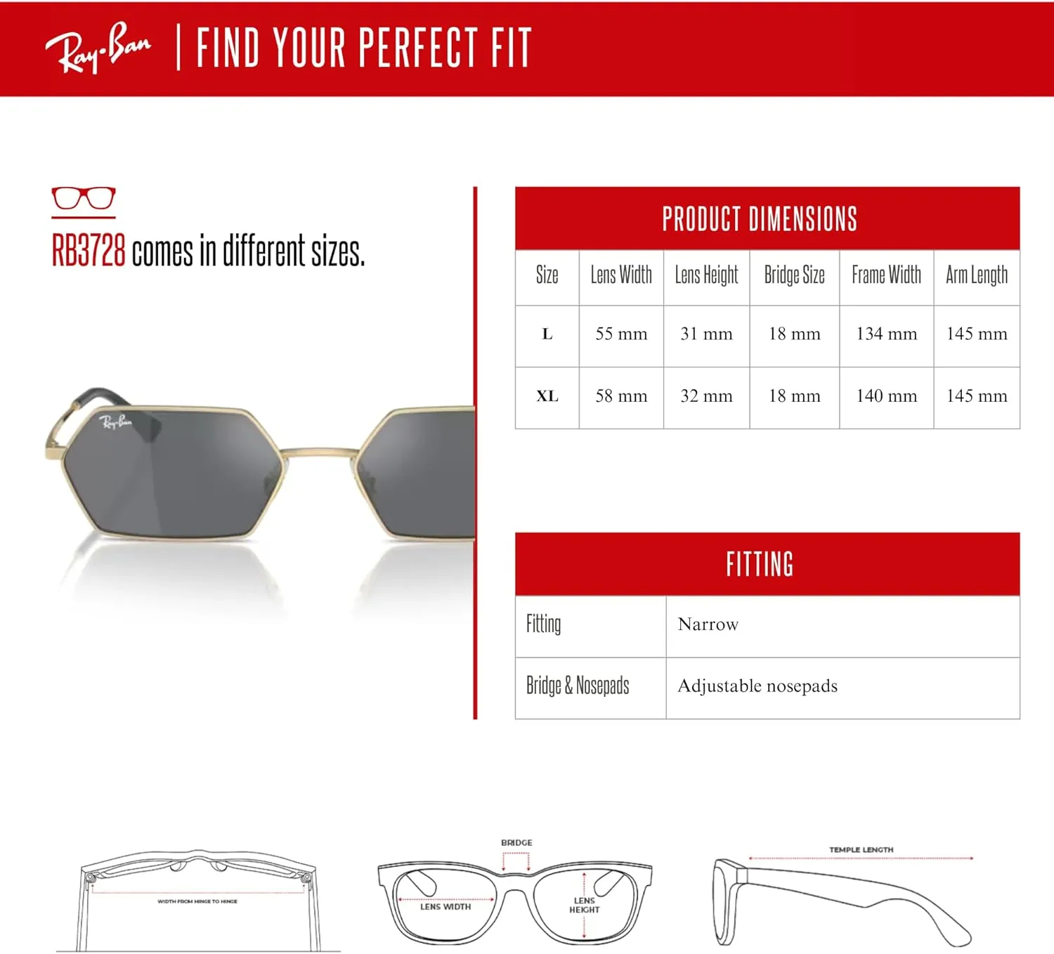 Ray-Ban RB3728 Yevi Hexagonal Sunglasses For Men For Women   BUNDLE With Designer iWear Complimentary Eyewear Kit