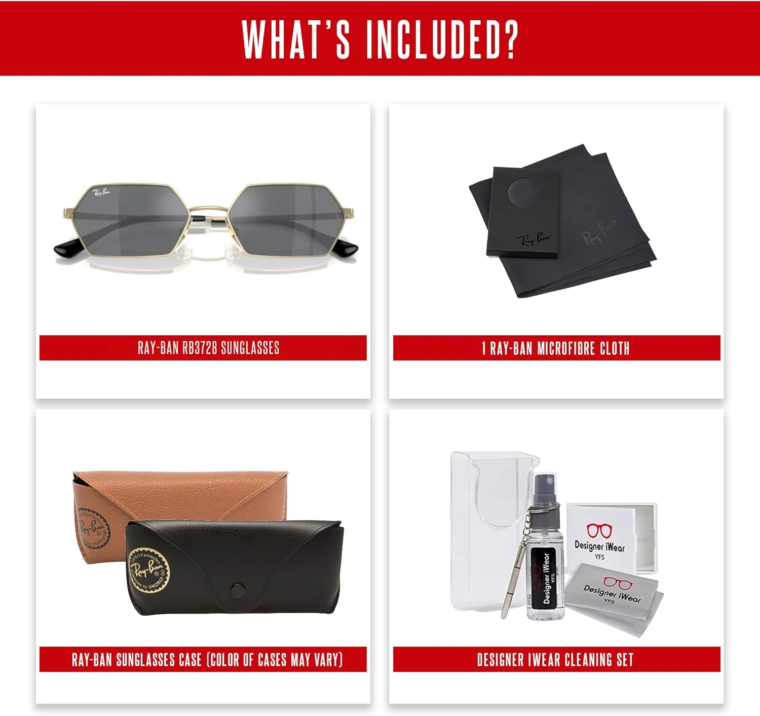 Ray-Ban RB3728 Yevi Hexagonal Sunglasses For Men For Women   BUNDLE With Designer iWear Complimentary Eyewear Kit