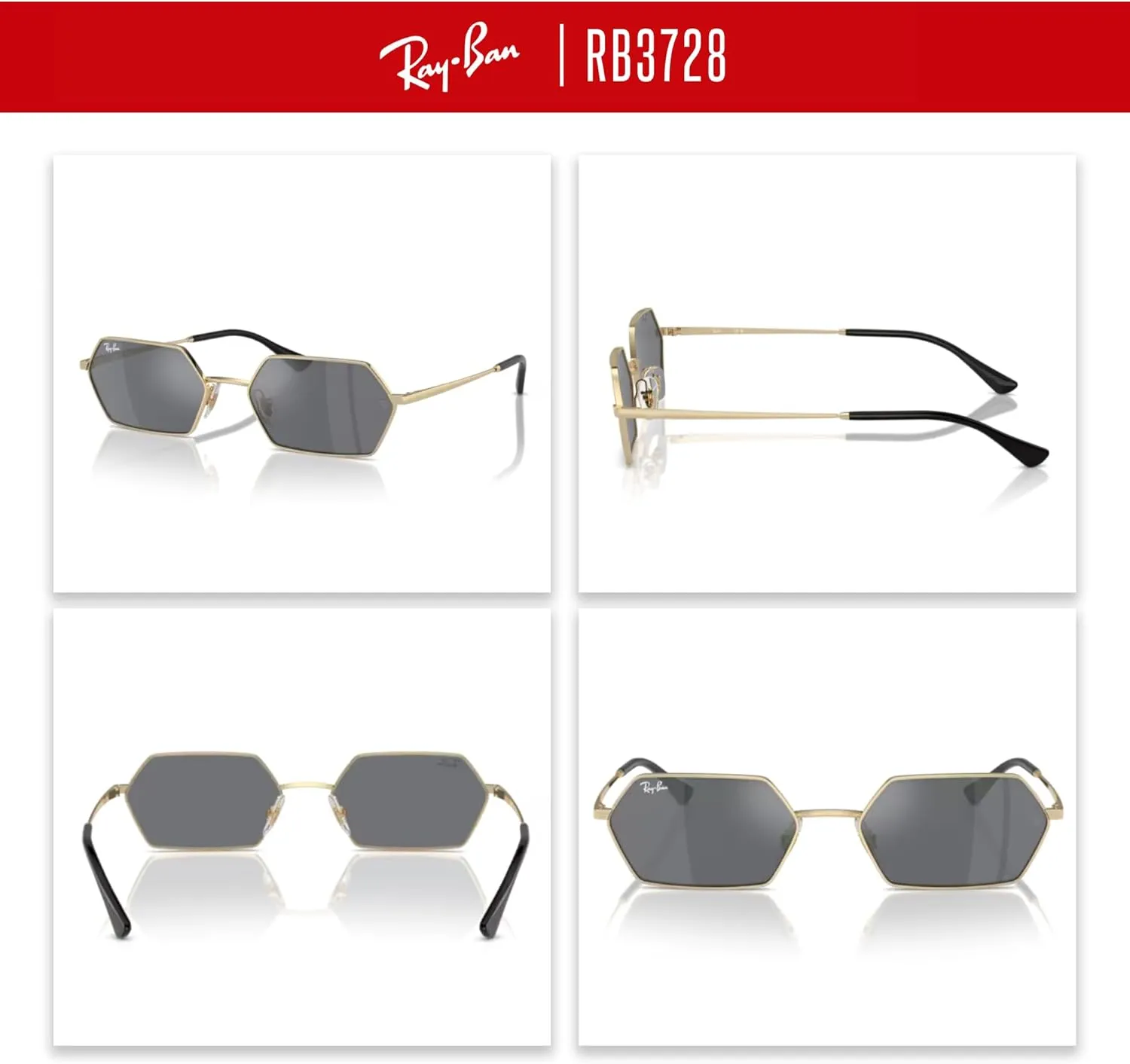 Ray-Ban RB3728 Yevi Hexagonal Sunglasses For Men For Women   BUNDLE With Designer iWear Complimentary Eyewear Kit