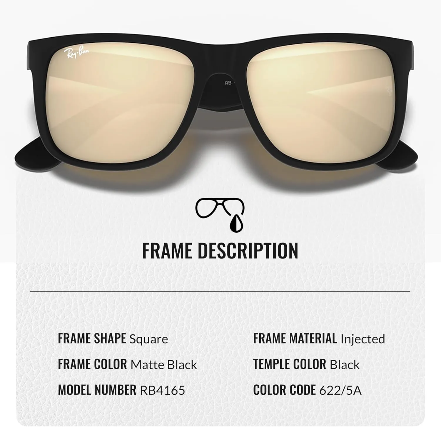 Ray-Ban RB4165 JUSTIN Color Mix Square Shape Sunglasses With Eyewear Kit Bundle - High Bridge Fit - Square Sunglasses