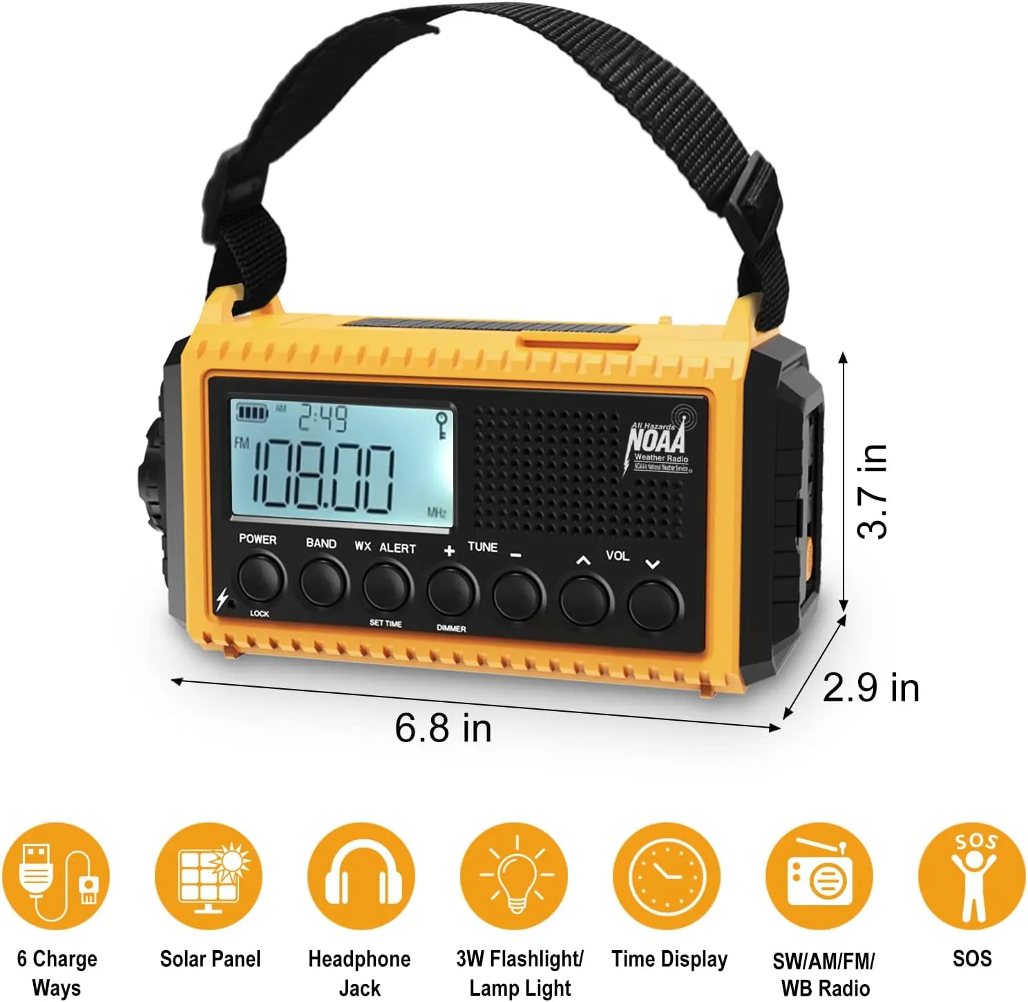 Raynic Emergency Radio, 5000mAh/18500mWh Weather Radio, Solar Hand Crank Radio with AM/FM/SW/NOAA Alert, Cell Phone Charger, Headphone Jack, Flashlight and SOS Siren