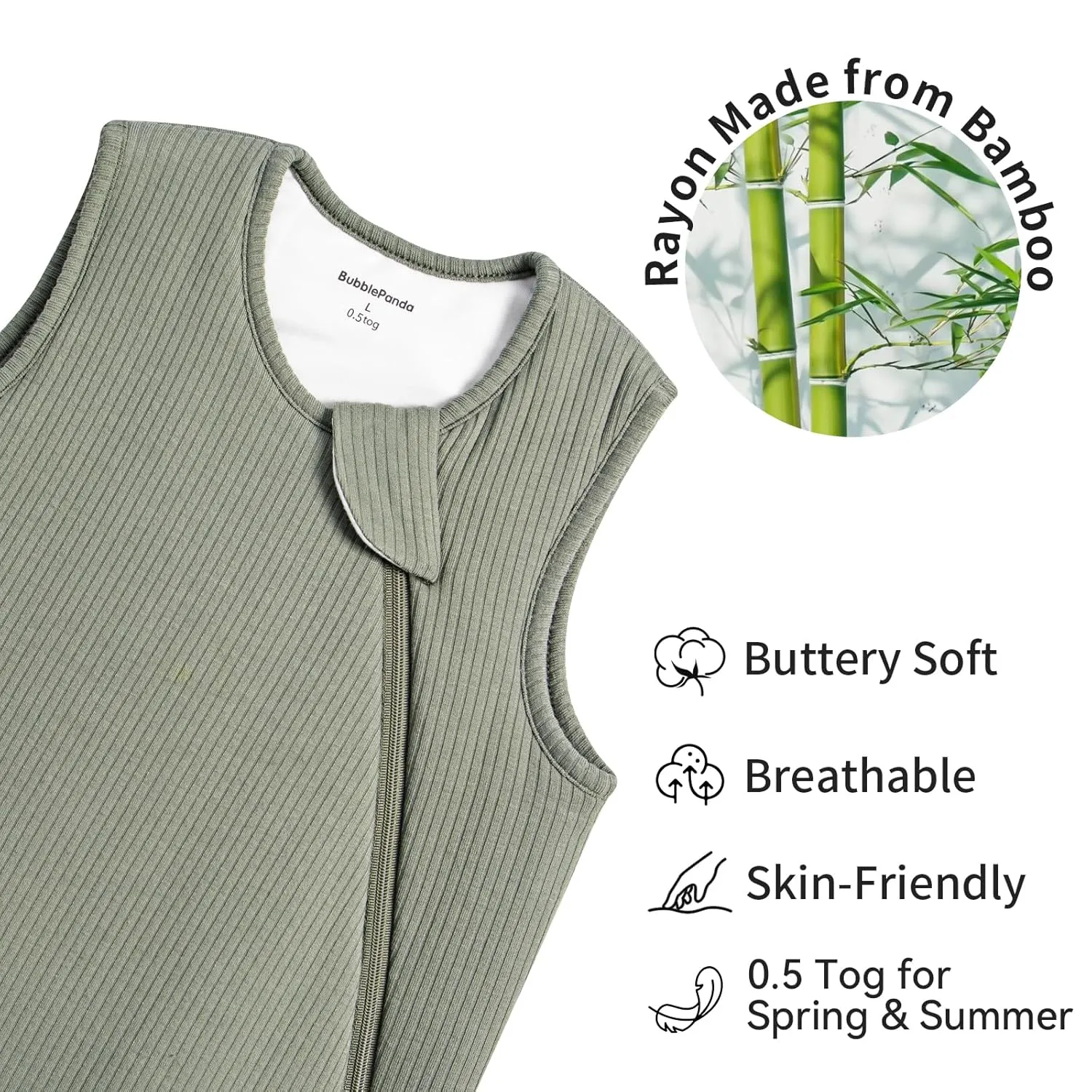 Rayon Made from Bamboo Sleep Sack 12-18 Months Supersoft Toddler Sleep Sack 0.5 Tog Breathable Lightweight Baby Wearable Blanket with 2-Way Zipper Unisex Sleeping Bag for Babies