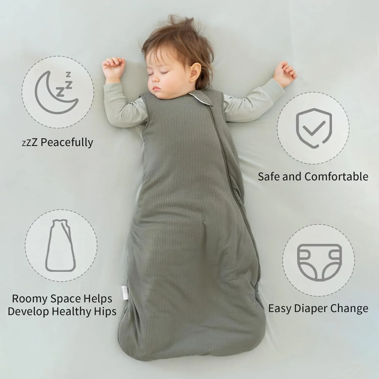 Rayon Made from Bamboo Sleep Sack 12-18 Months Supersoft Toddler Sleep Sack 0.5 Tog Breathable Lightweight Baby Wearable Blanket with 2-Way Zipper Unisex Sleeping Bag for Babies