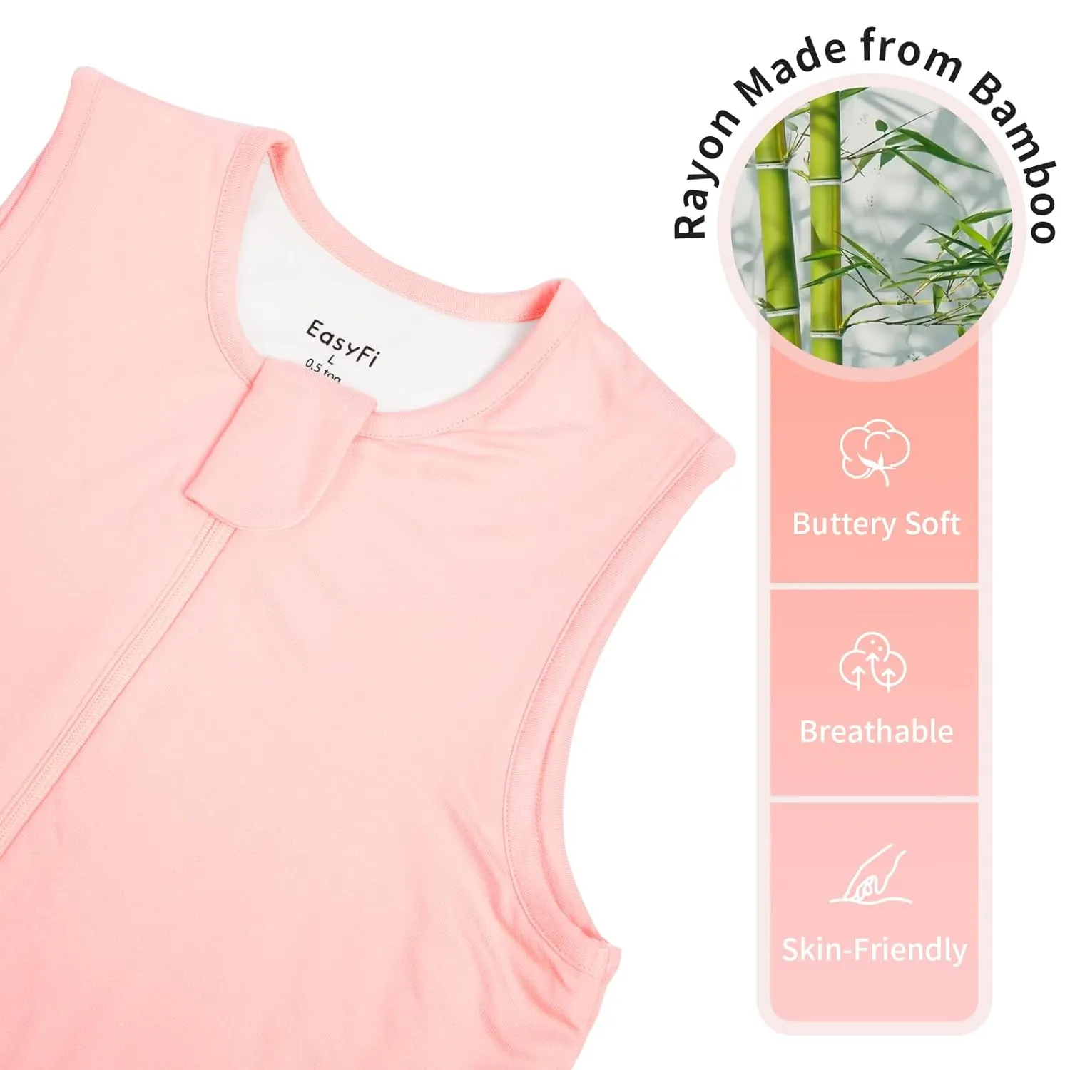 Rayon Made from Bamboo Sleep Sack 12-24 Months 0.5 Tog Ultra Soft Summer Toddler Sleep Sack 1t-2t with Feet 2-Way Zipper Lightweight Sleeping Bag Baby Wearable Blanket (2 Pack)-Pink & Gray