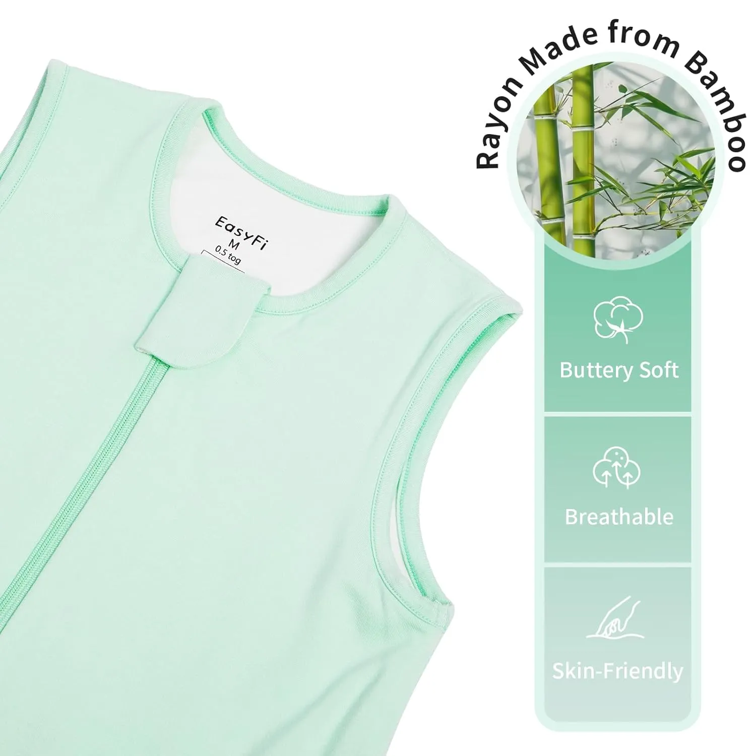 Rayon Made from Bamboo Sleep Sack 24-36 Months 0.5 Tog Ultra Soft Summer Toddler Sleep Sack 2t-3t with Feet 2-Way Zipper Lightweight Sleeping Bag Baby Wearable Blanket (2 Pack)-Green & Gray