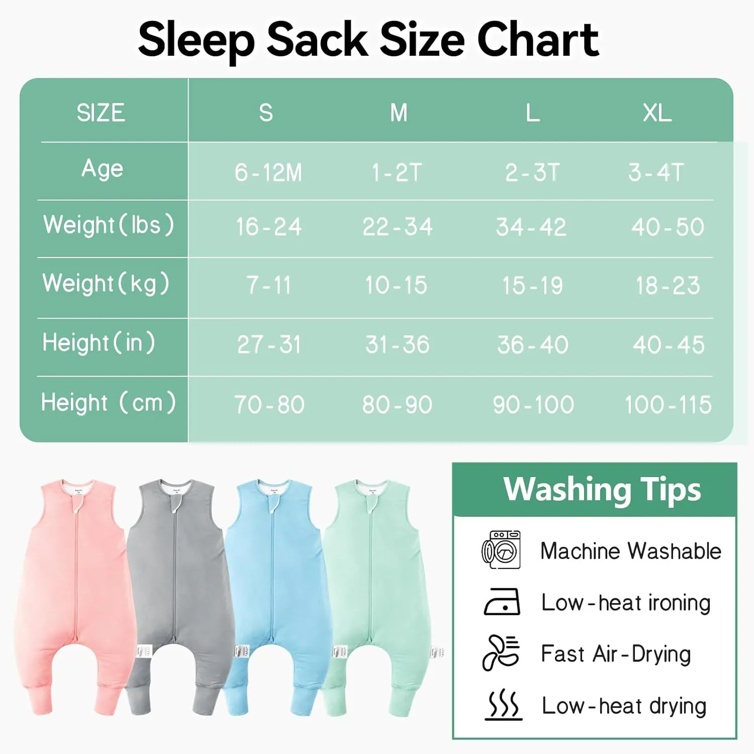 Rayon Made from Bamboo Sleep Sack 24-36 Months 0.5 Tog Ultra Soft Summer Toddler Sleep Sack 2t-3t with Feet 2-Way Zipper Lightweight Sleeping Bag Baby Wearable Blanket (2 Pack)-Green & Gray